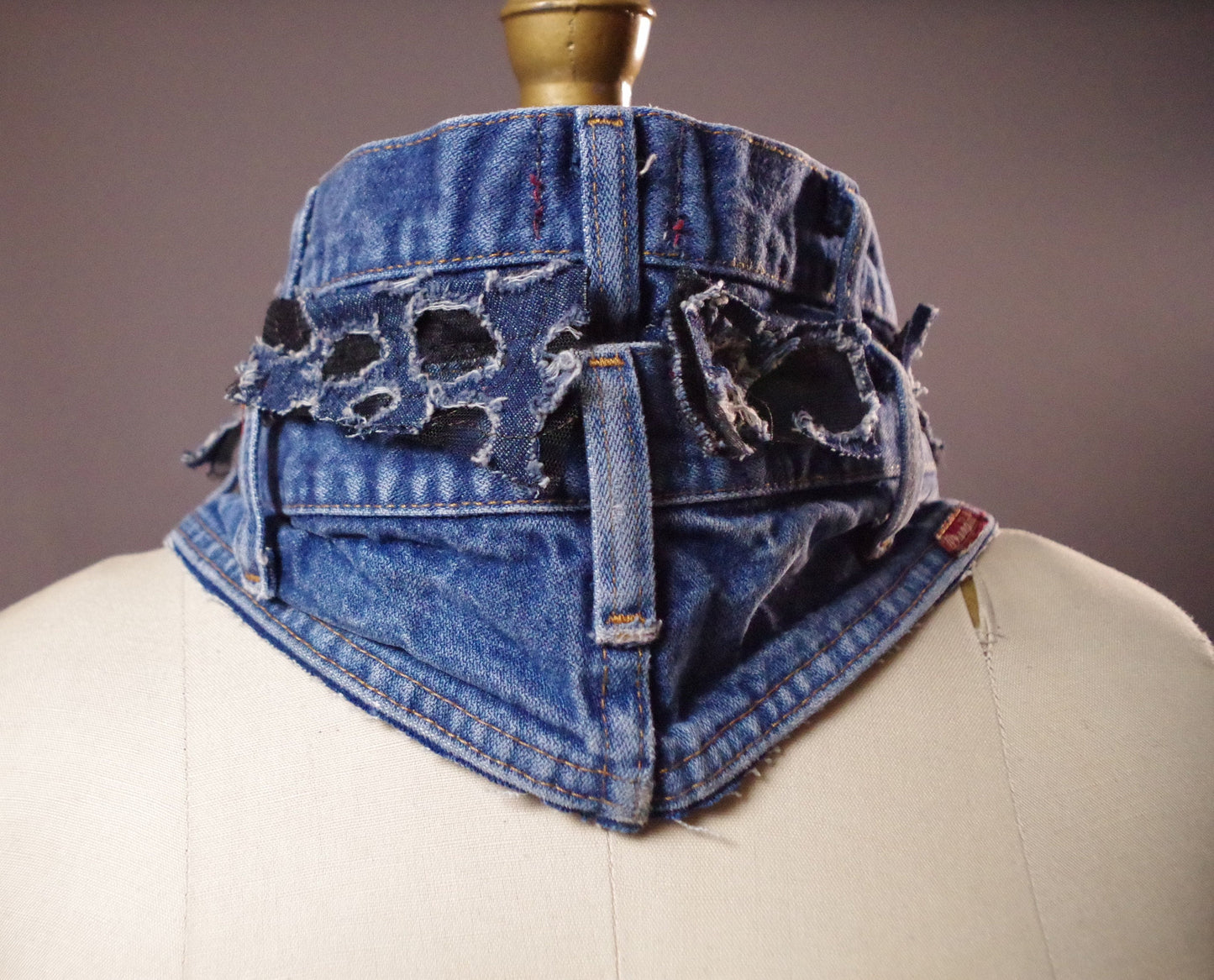 Up-cycled Jean Scarf, Unique unisex jean neck warmer, Up-cycled Jeans