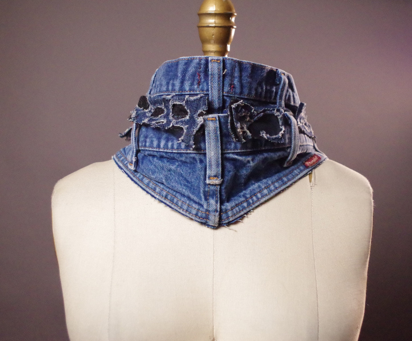 Up-cycled Jean Scarf, Unique unisex jean neck warmer, Up-cycled Jeans
