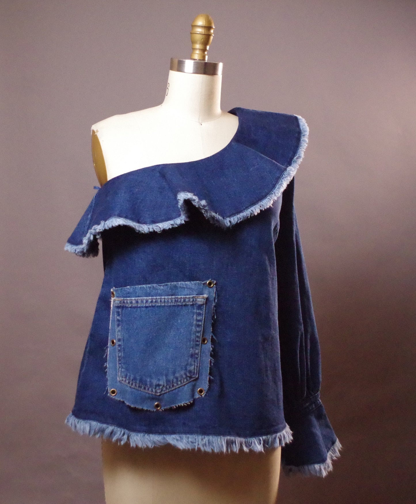 Up-cycled Jean Top, Unique Denim Top, Jean Denim Blouse Top, Street wear