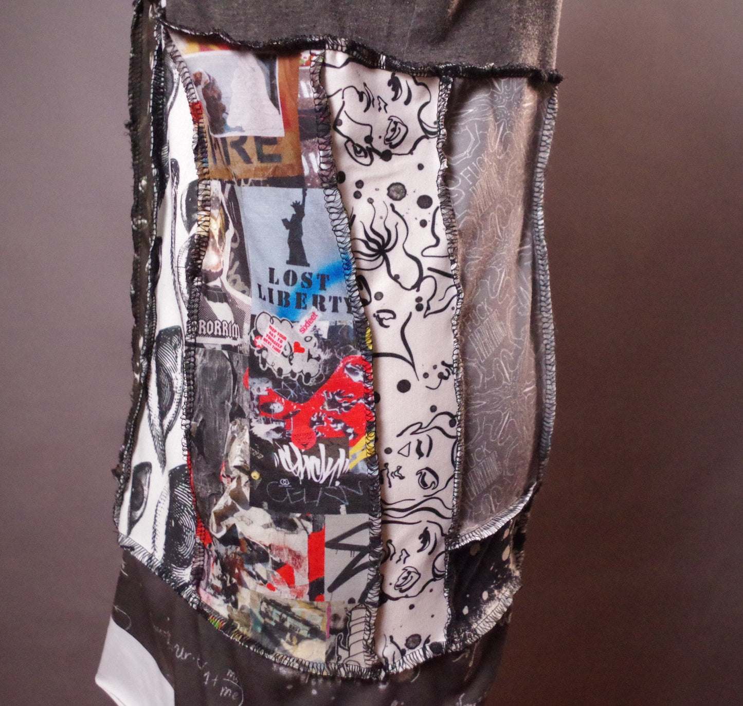 Philadelphia Tshirt Tunic, Unique Patchwork Tunic, Up-cycled clothing