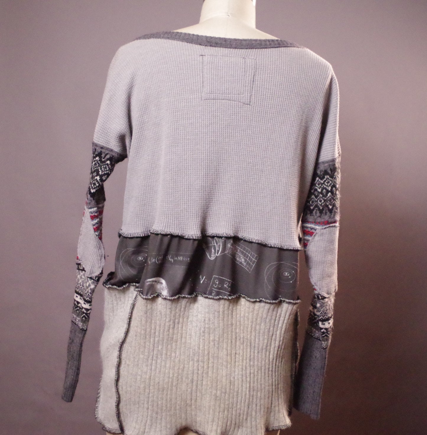 Freedom up-cycled sweater, Unique winter top, OOAK Patchwork sweater
