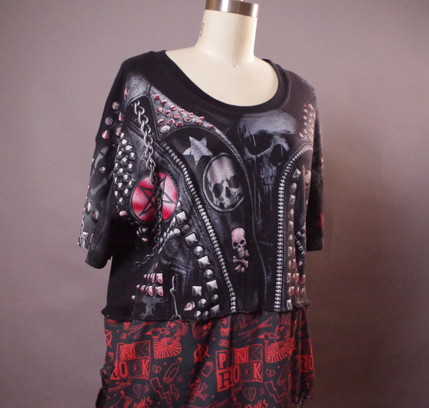Skull T-shirt, Up-cycled tshirt dress, Up-cycled Clothing