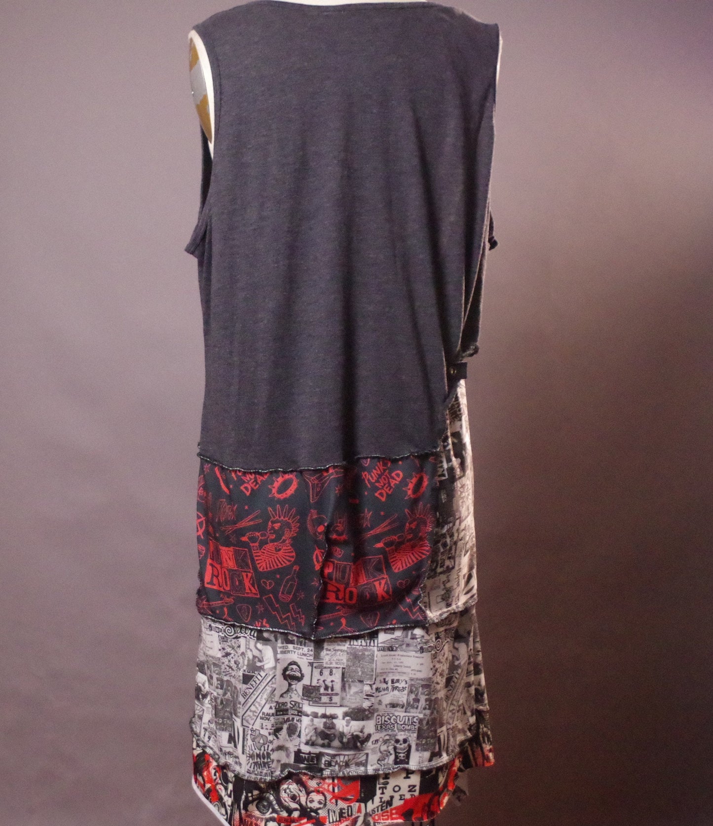 XL Punk Rock tshirt dress, Up-cycled Summer Dress, Up-cycled Clothing, Punk Rock clothes