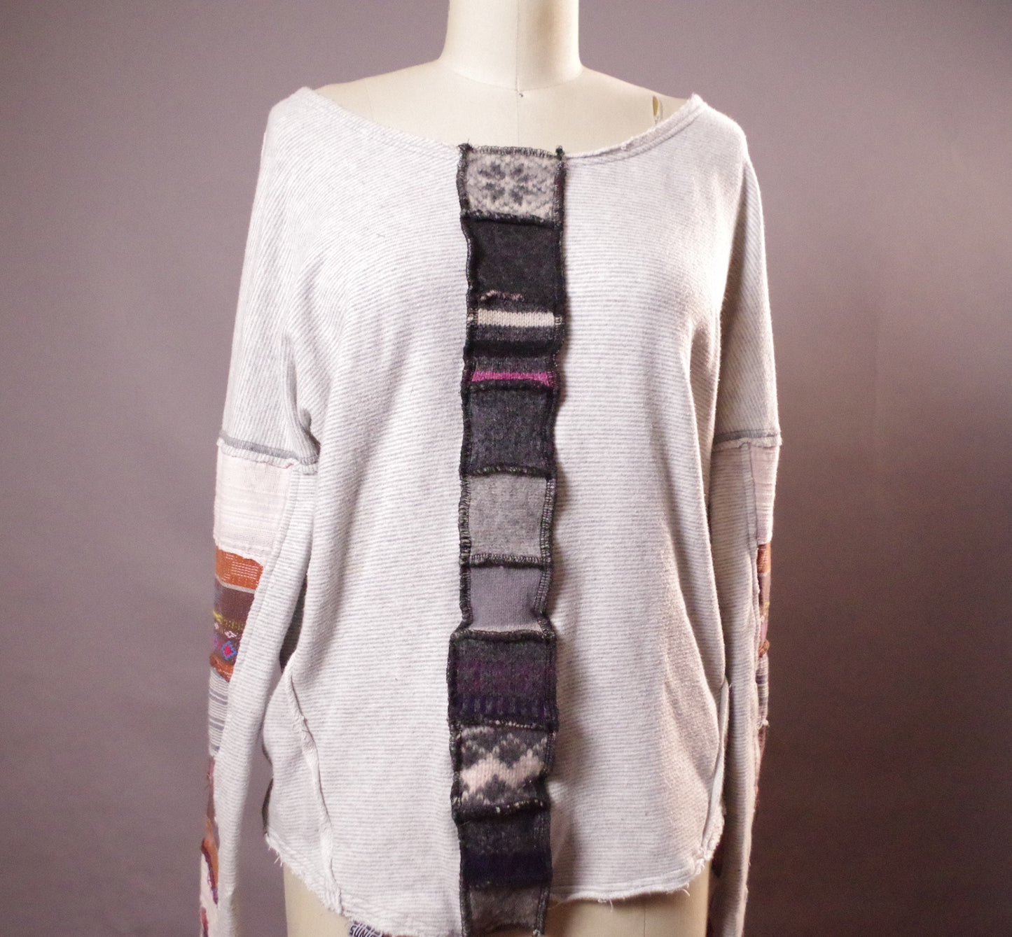 Patchwork wool top, Up-cycled Unique Top, Up-cycled Clothing