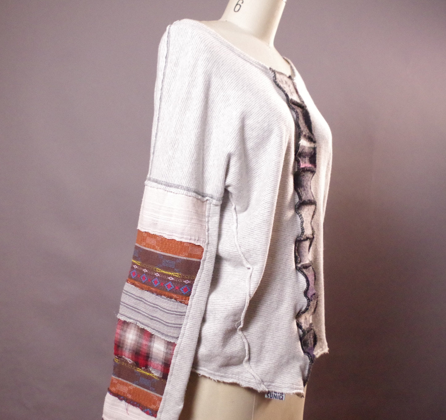 Patchwork wool top, Up-cycled Unique Top, Up-cycled Clothing