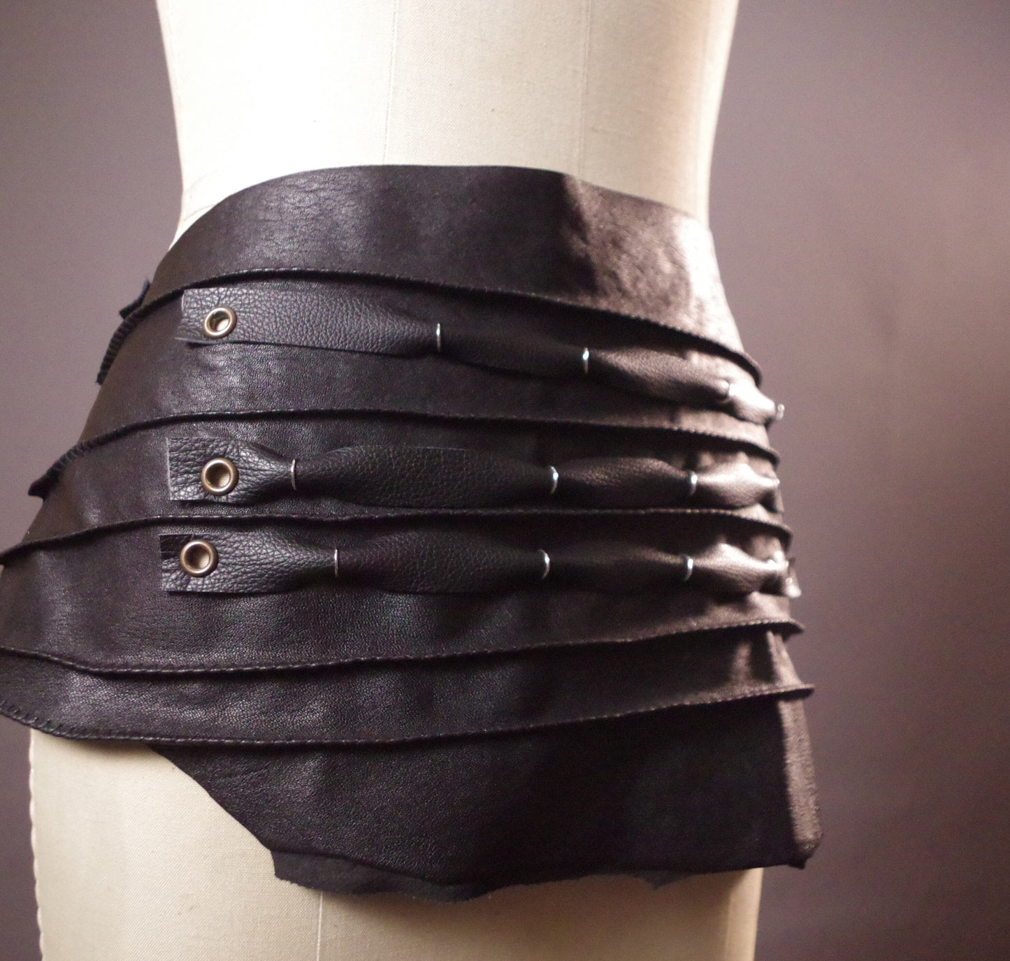 Genuine Leather Black Belt Genuine Leather scarf belt Women's leather belts upcycled leather skirt belt