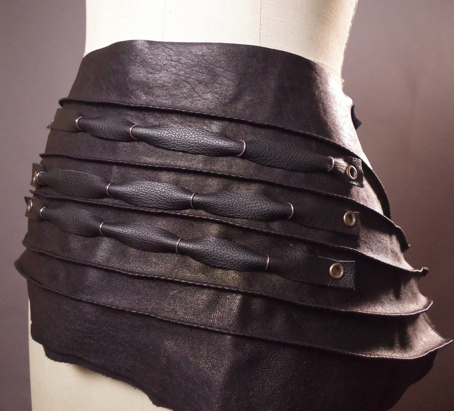 Genuine Leather Black Belt Genuine Leather scarf belt Women's leather belts upcycled leather skirt belt