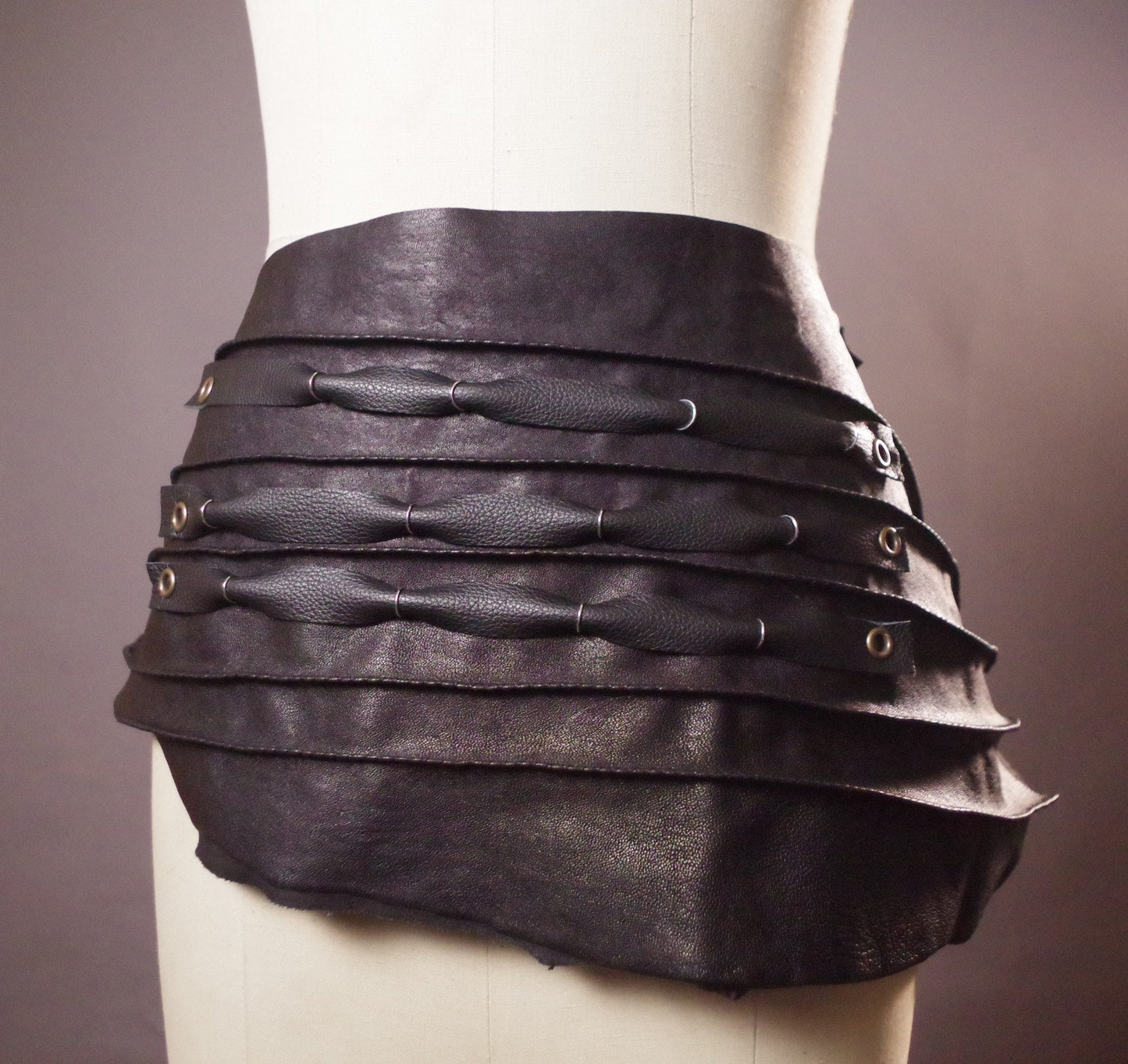 Genuine Leather Black Belt Genuine Leather scarf belt Women's leather belts upcycled leather skirt belt