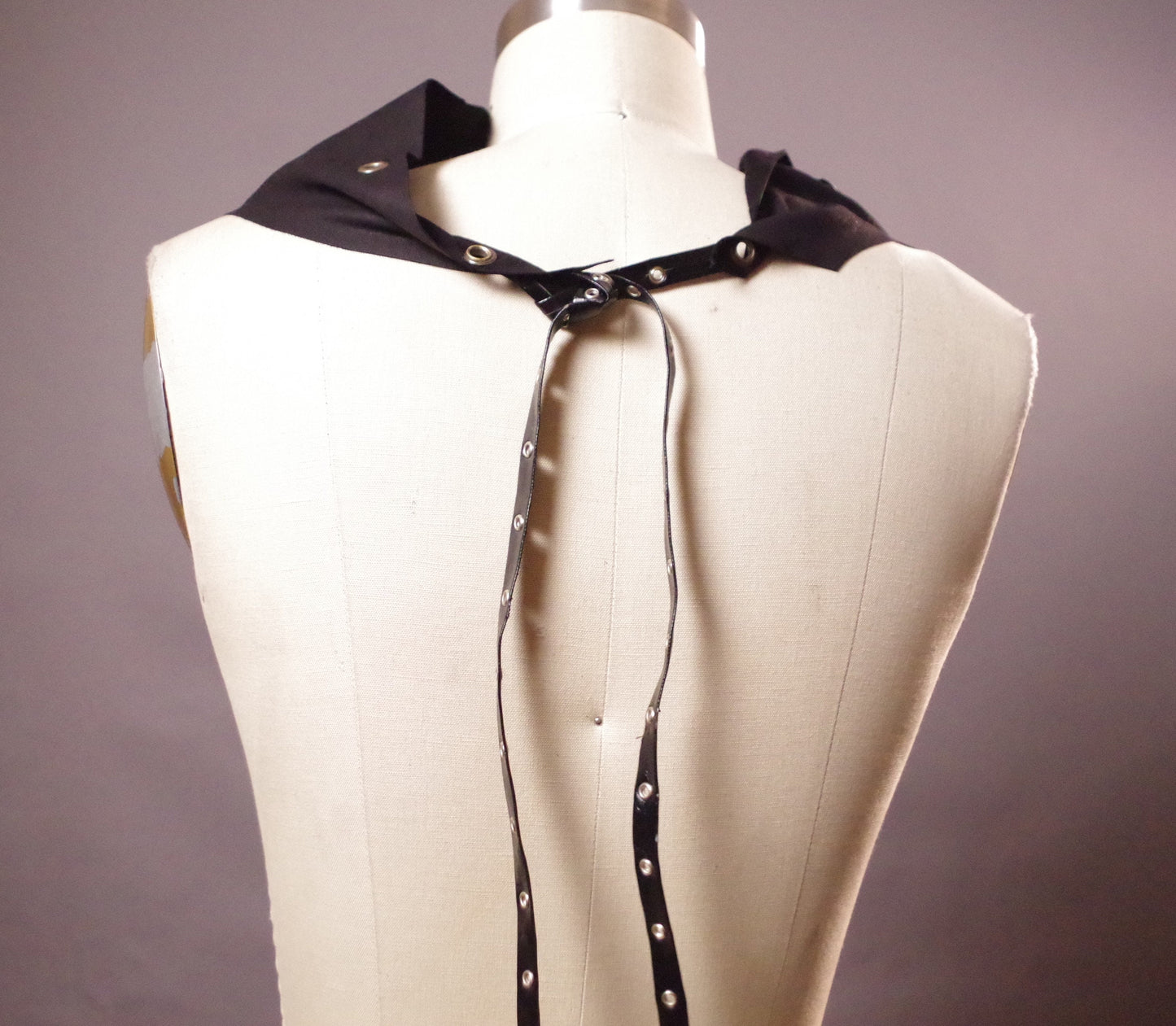 OOAK Leather Black Scarf, Twisted Leather Scarf, Unique black Scarf, Goth Leather Scarf, Halloween
