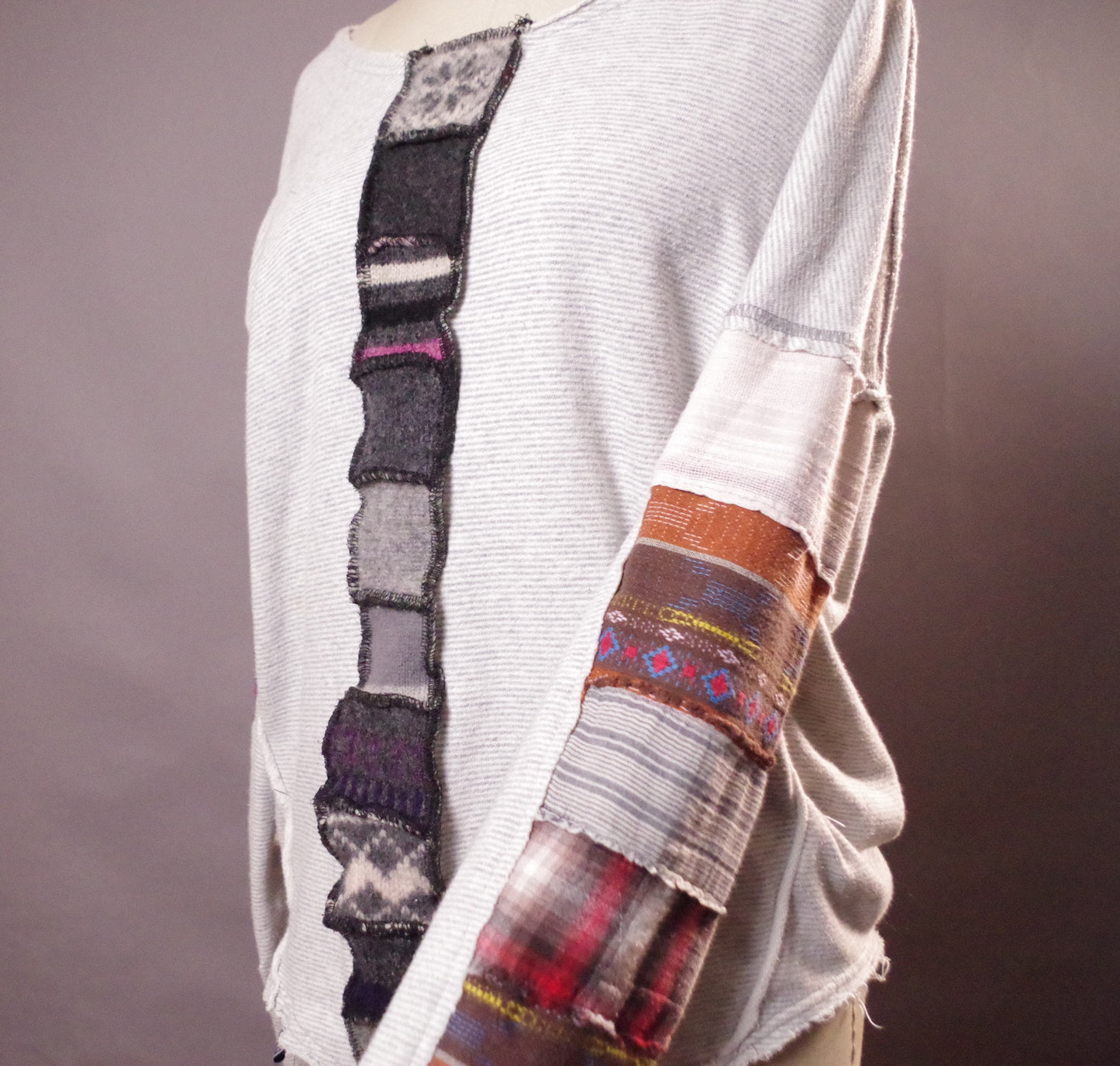 Patchwork wool top, Up-cycled Unique Top, Up-cycled Clothing