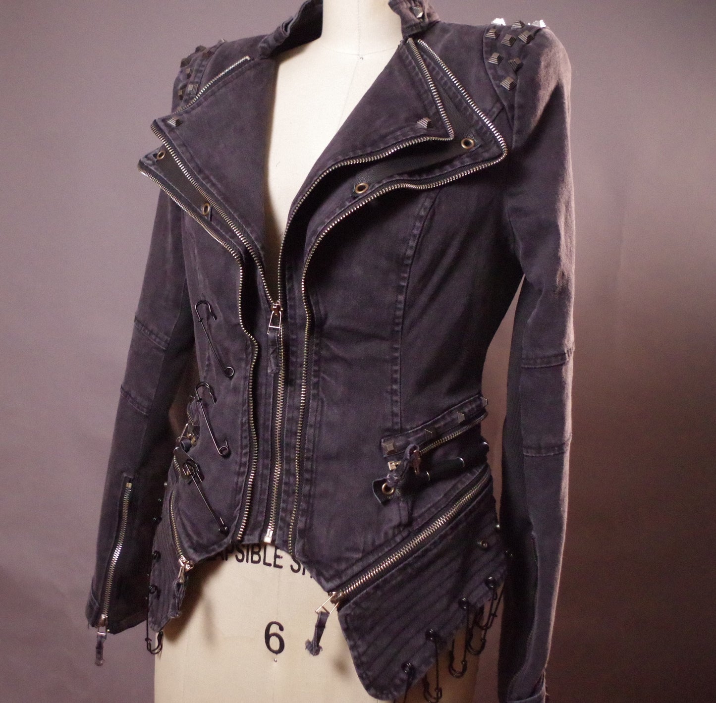 Multi use Jean Leather Jacket, Moto leather jacket, Punk Studded Jacket