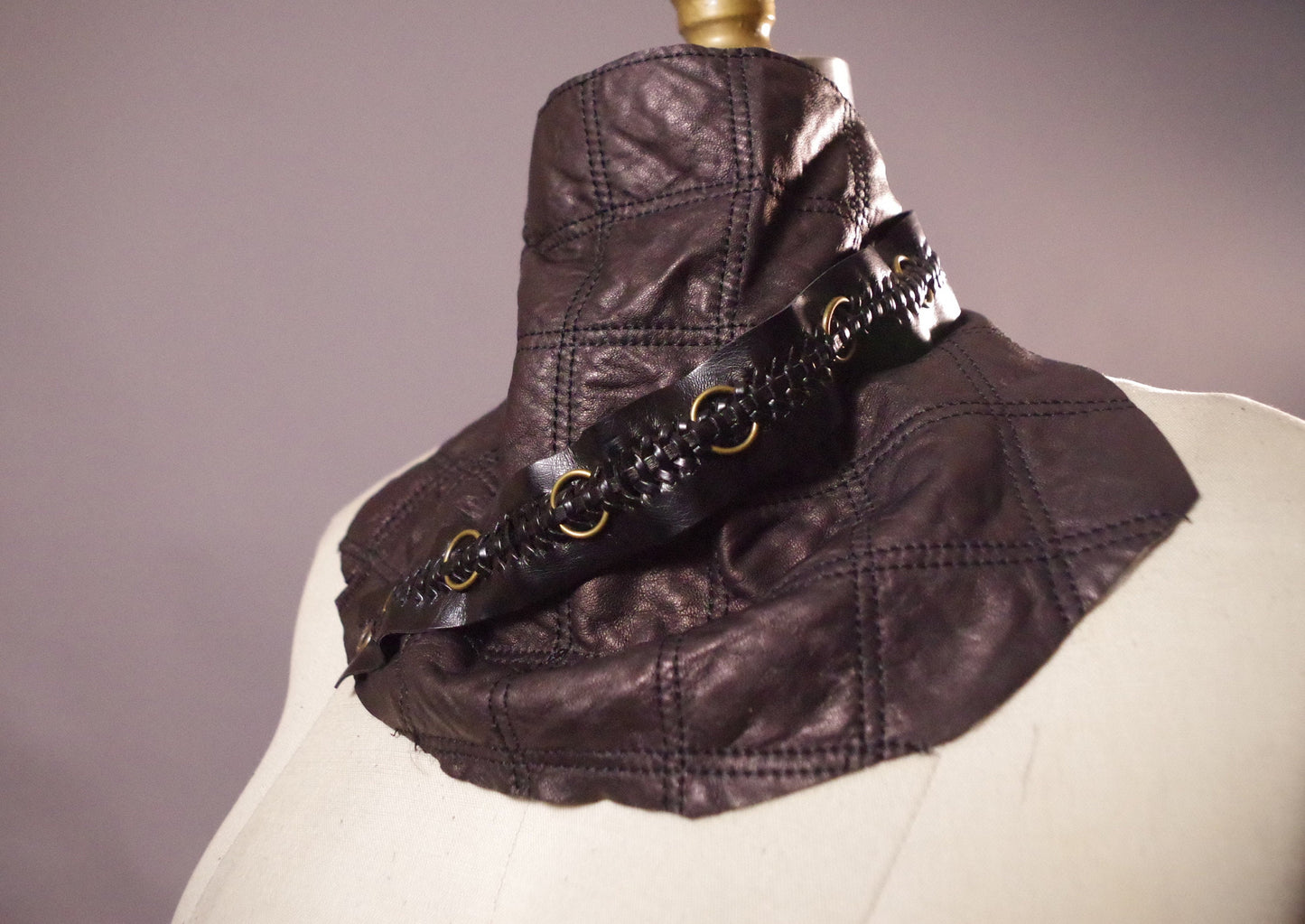 Leather Choker Scarf Leather Neck warmer Grommet Choker Collar