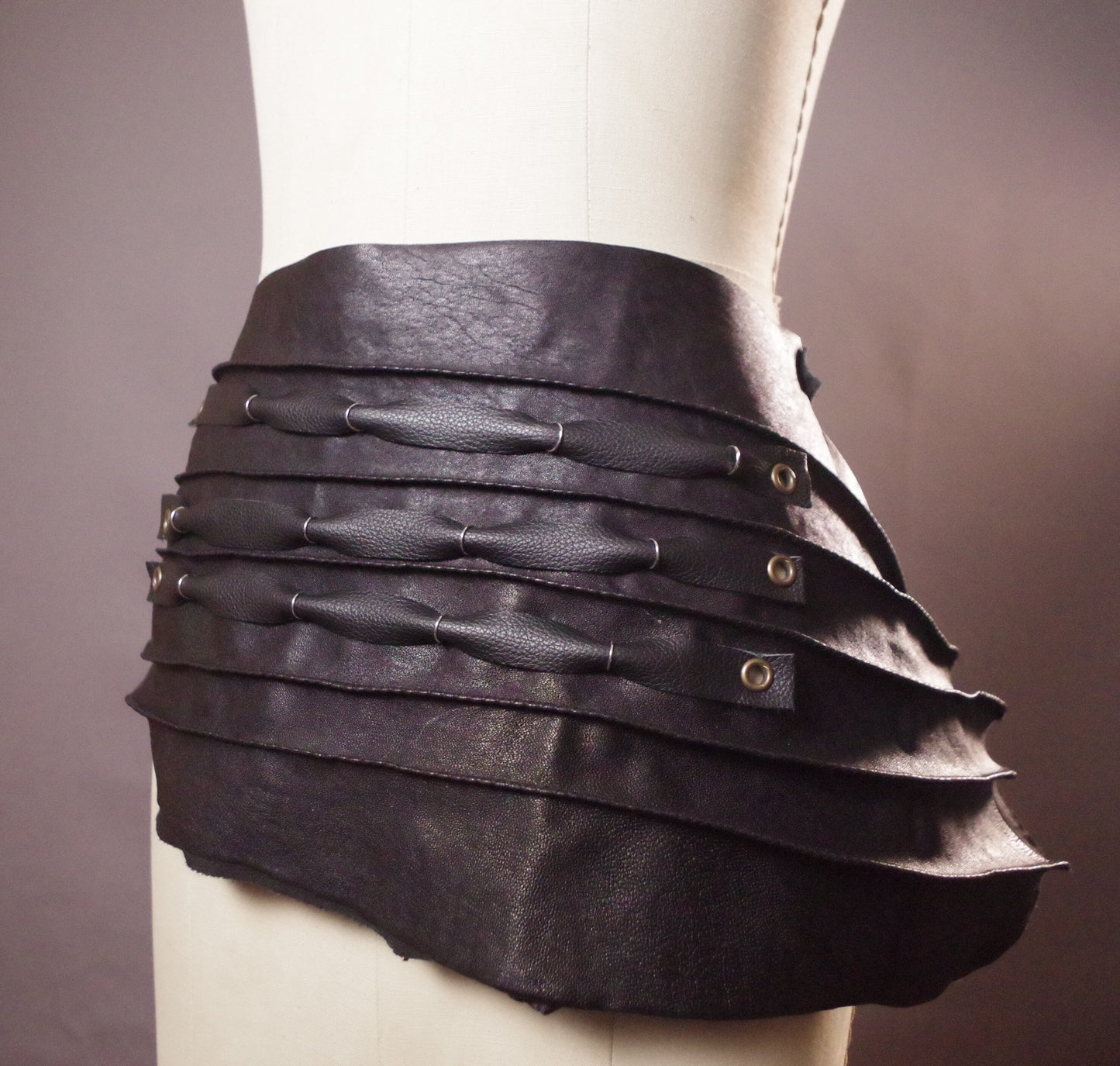 Genuine Leather Black Belt Genuine Leather scarf belt Women's leather belts upcycled leather skirt belt