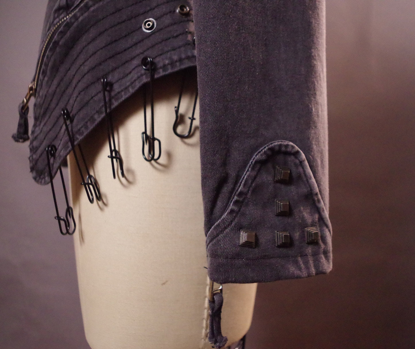 Multi use Jean Leather Jacket, Moto leather jacket, Punk Studded Jacket