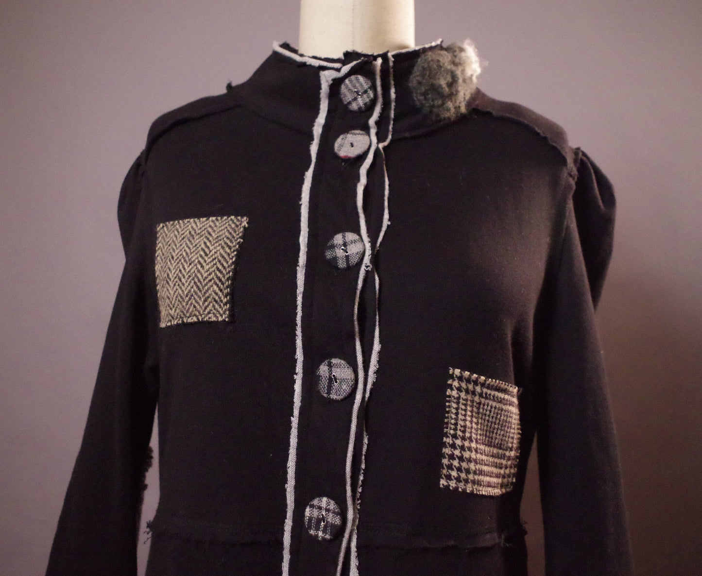OOAK Wool Patchwork Jacket, Unique Steampunk Jacket, Women's Upcycled Coat