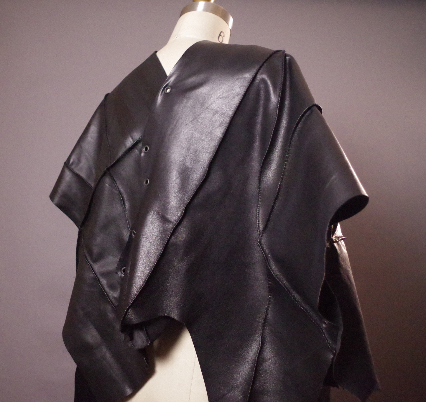 Genuine Leather Poncho Jacket, Black Leather Poncho, Dark Fashion, Avantgarde leather poncho, Goth Clothes