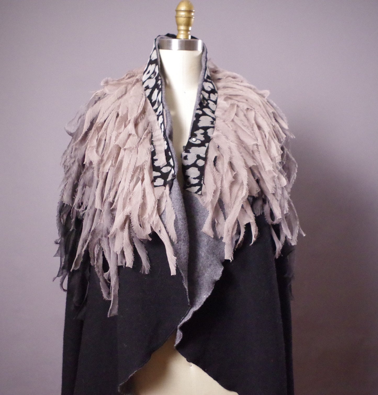 OOAK Ruffled Vest, Unique Avantgarde Wool Vest, One of a Kind sleeveles jacket vest