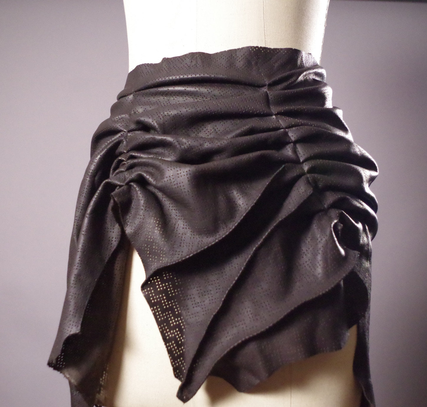 Genuine Leather Scarf. Ruffled Leather Scarf, Leather Accessories