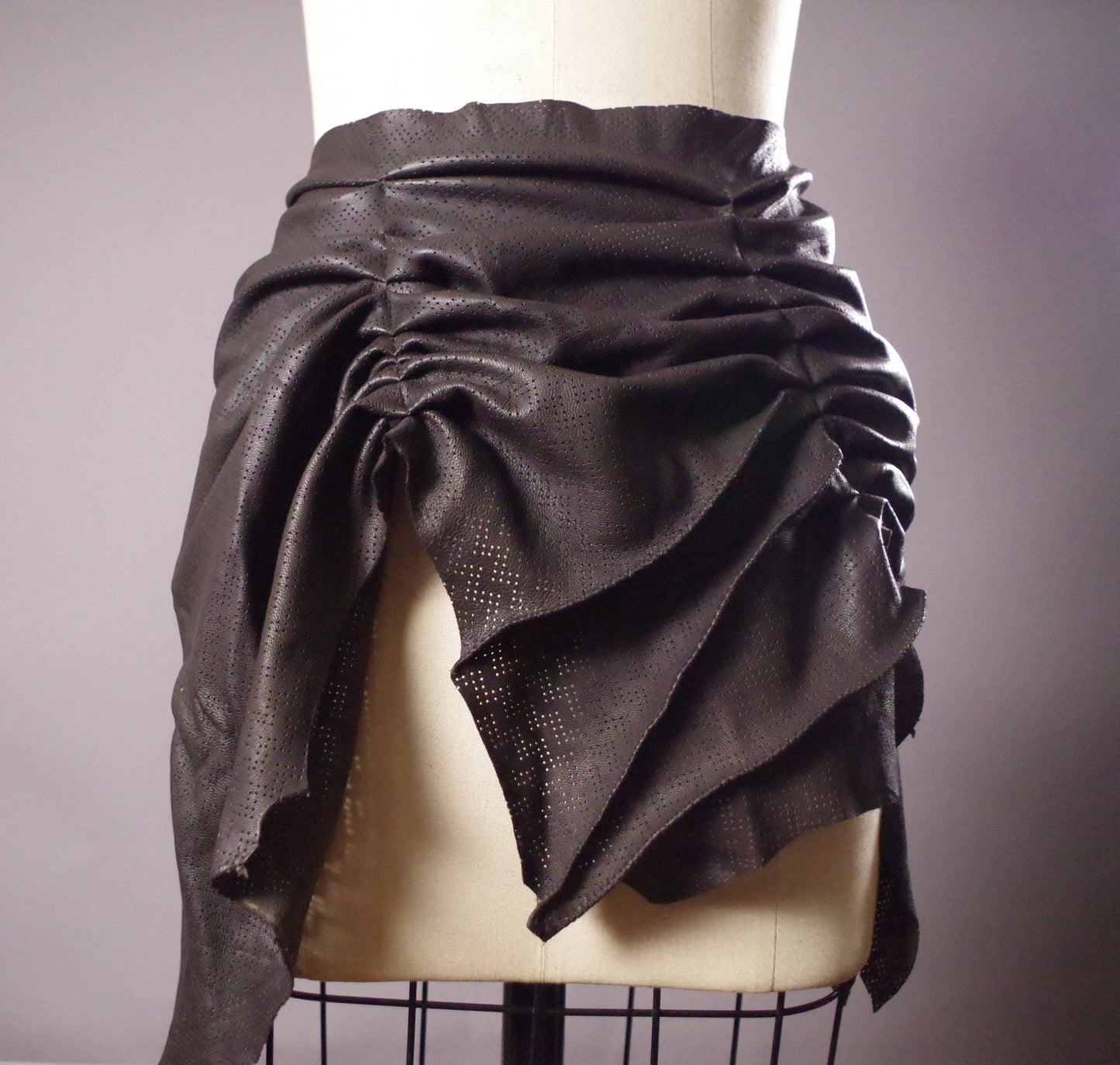 Genuine Leather Skirt Belt, Ruffled Leather Belt, Women's Wrap Belt, Leather Accessories