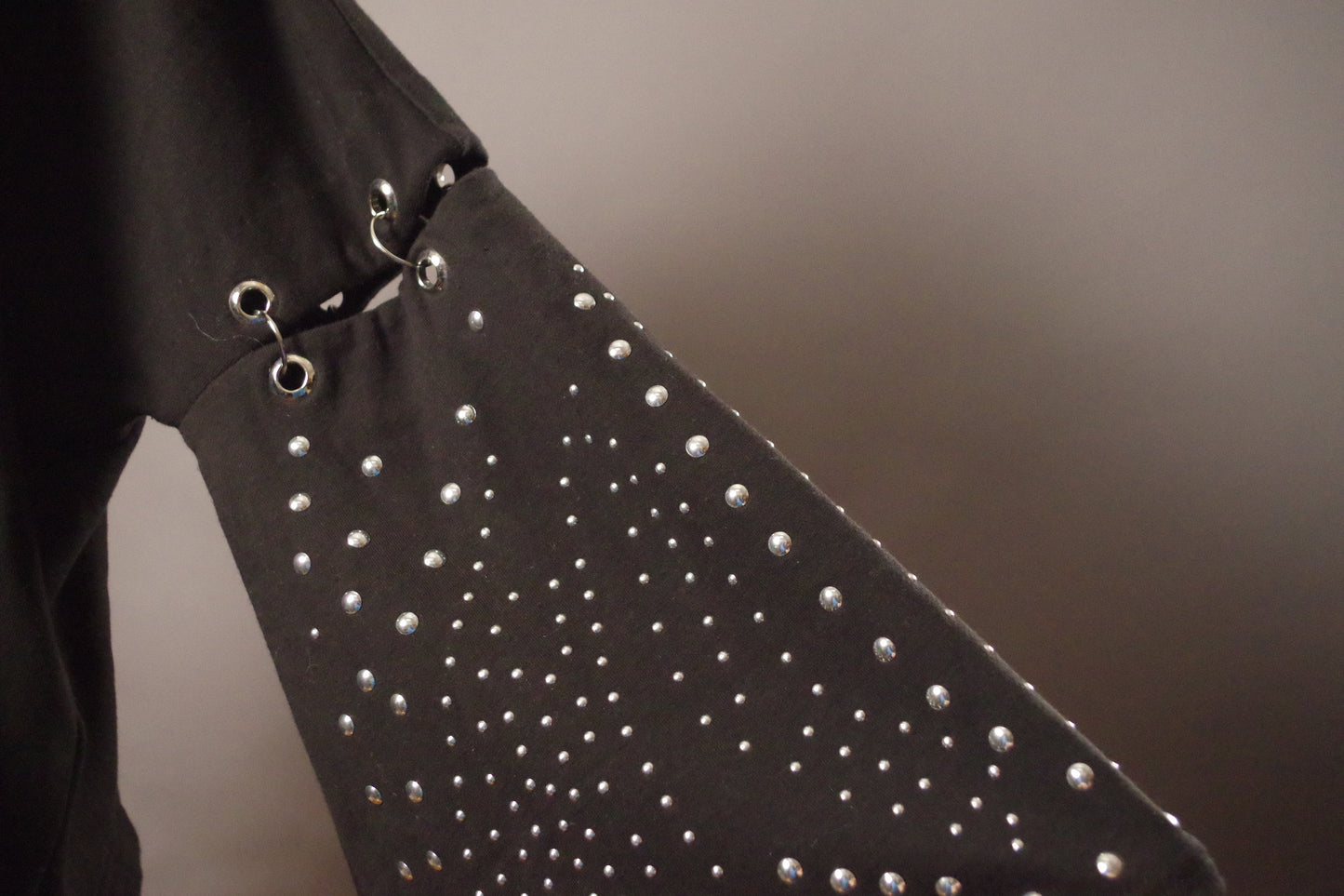 Black Studded sweatshirt, Goth grommet sweatshirt, Upcycled black goth sweatshirt