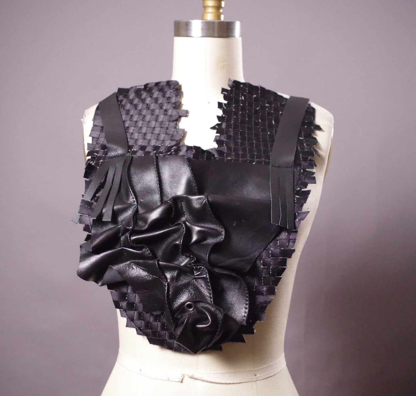 Leather statement necklace, Leather Bib Statement, Leather Necklace Statement
