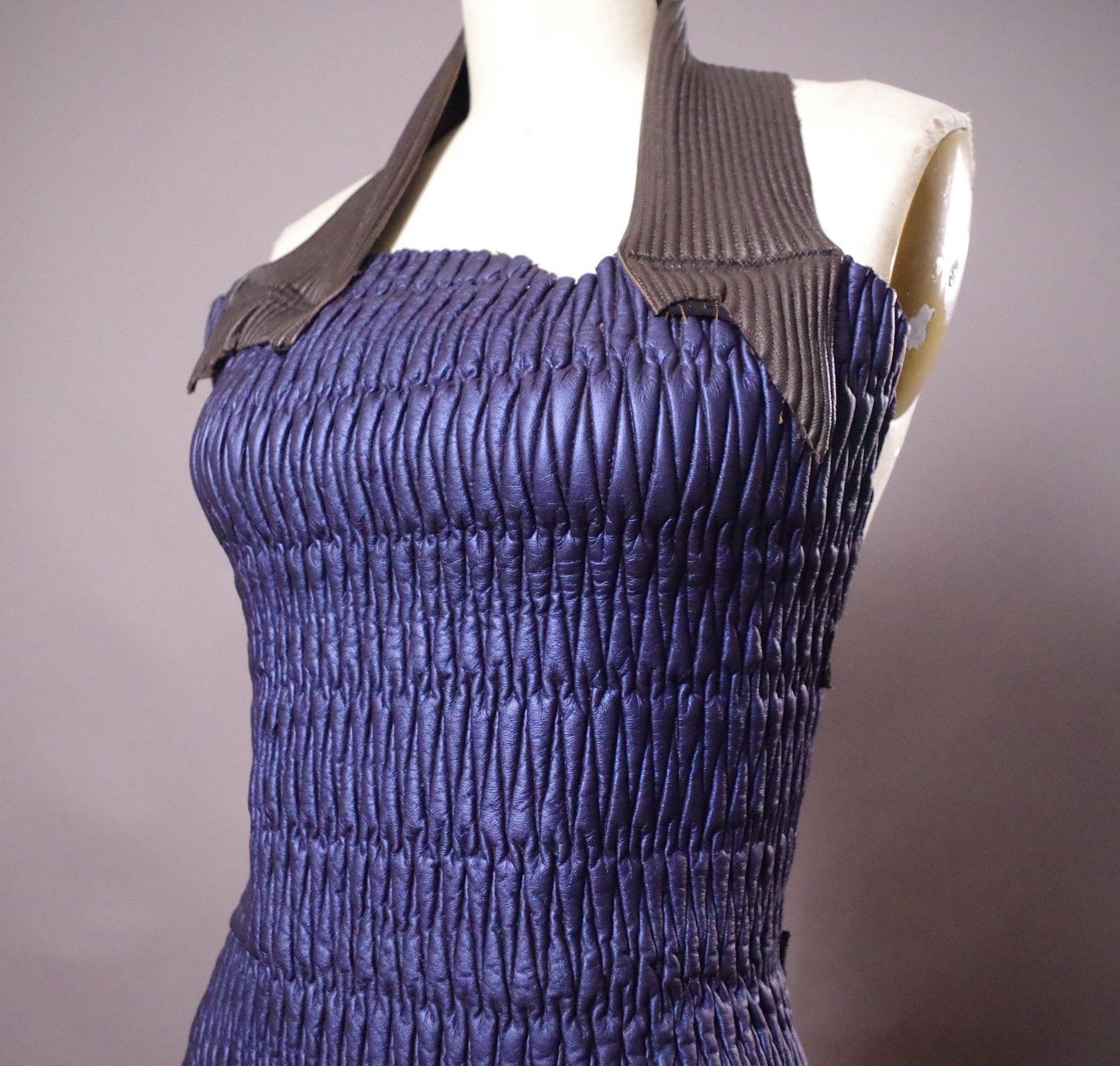 OOAK leather top, Festival leather halter top, Party leather halter top