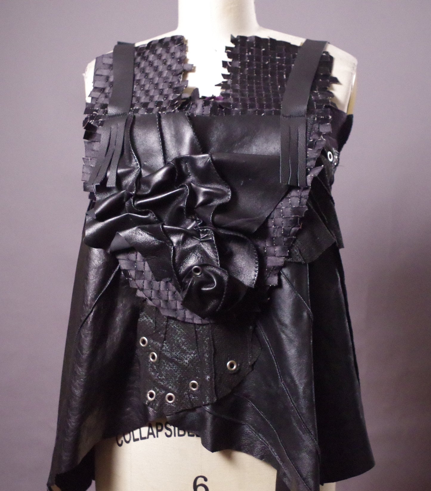Leather statement necklace, Leather Bib Statement, Leather Necklace Statement