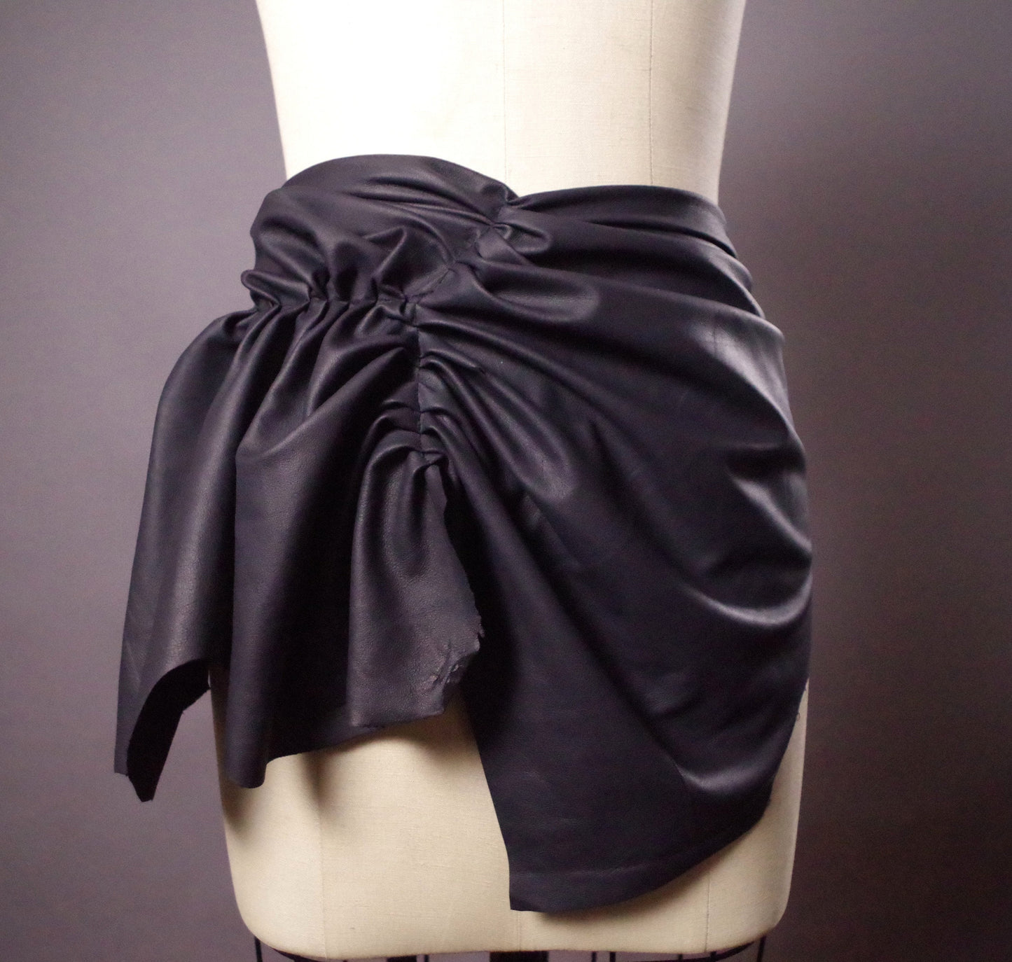 Genuine Leather Scarf. Ruffled Leather Scarf, Black Leather Accessories
