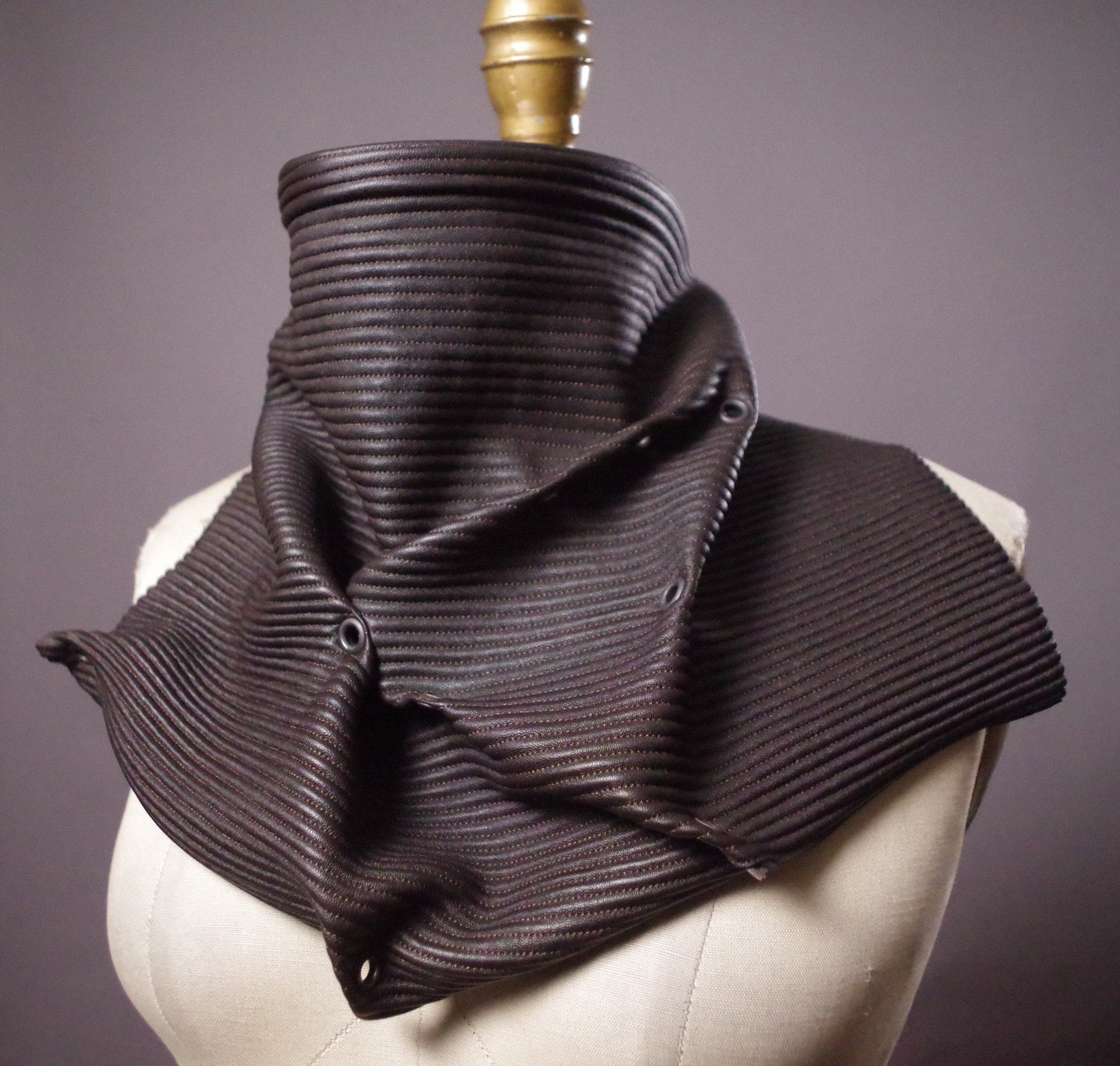 Genuine Leather Black Scarf, Twisted Leather scarf, Unisex leather scarves, upcycled leather scarf