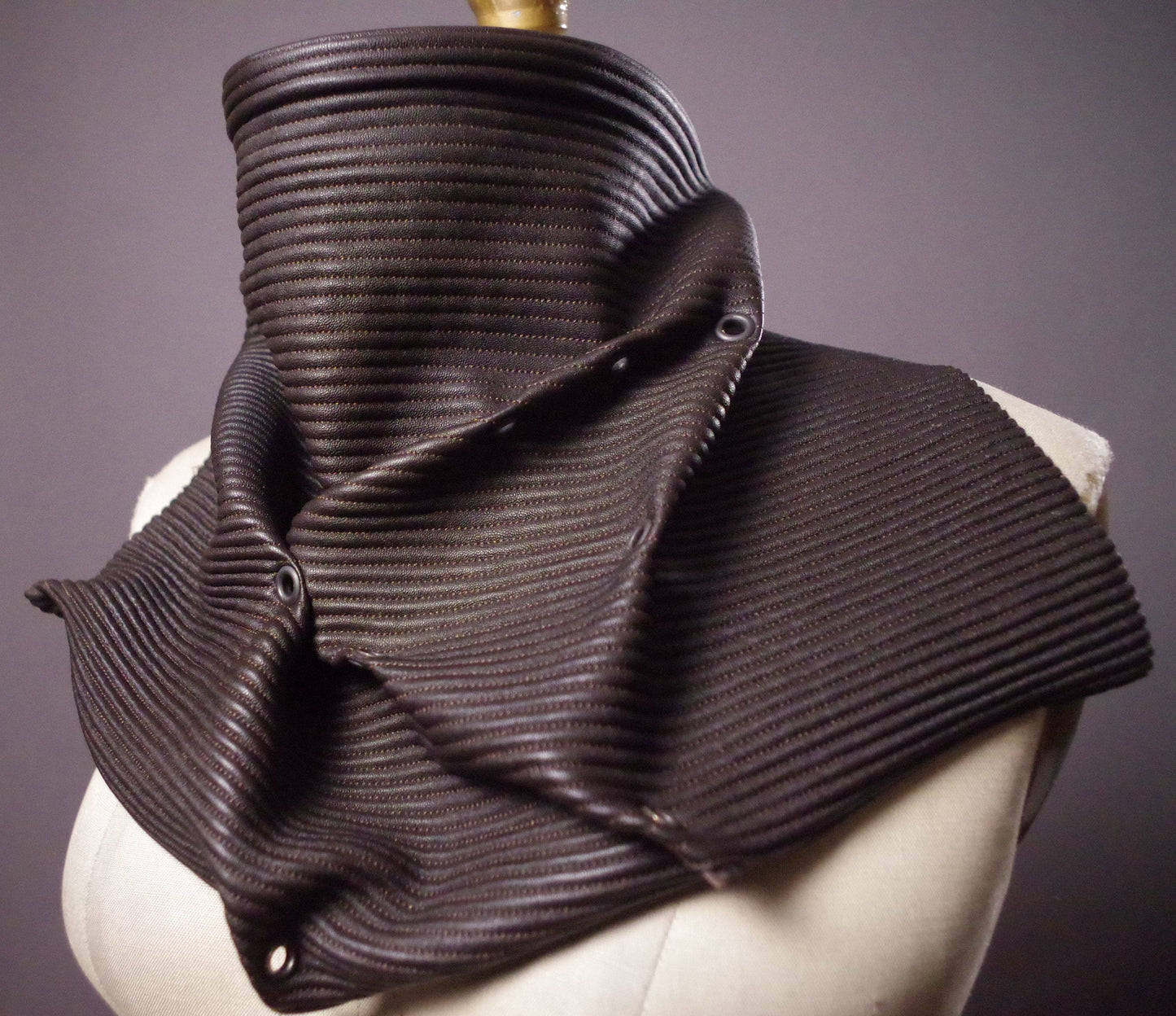 Genuine Leather Black Scarf, Twisted Leather scarf, Unisex leather scarves, upcycled leather scarf