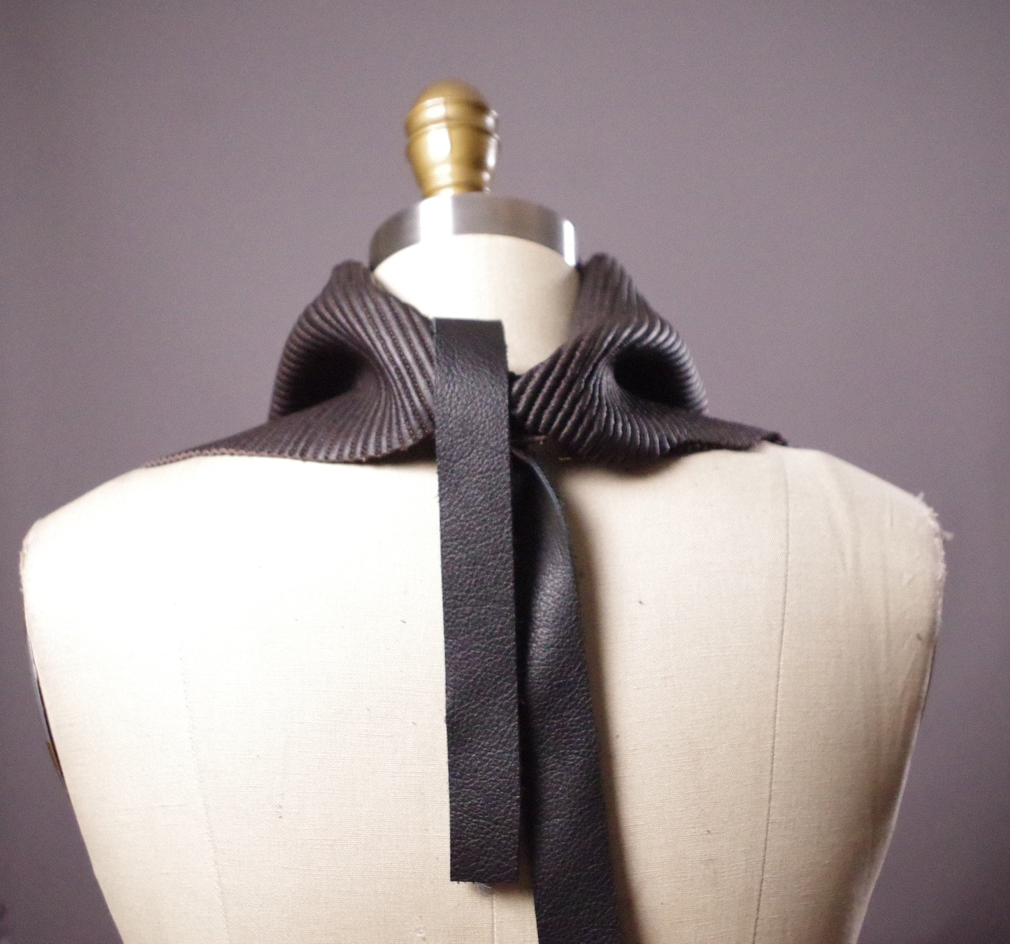 Genuine Leather Black Scarf, Twisted Leather scarf, Unisex leather scarves, upcycled leather scarf