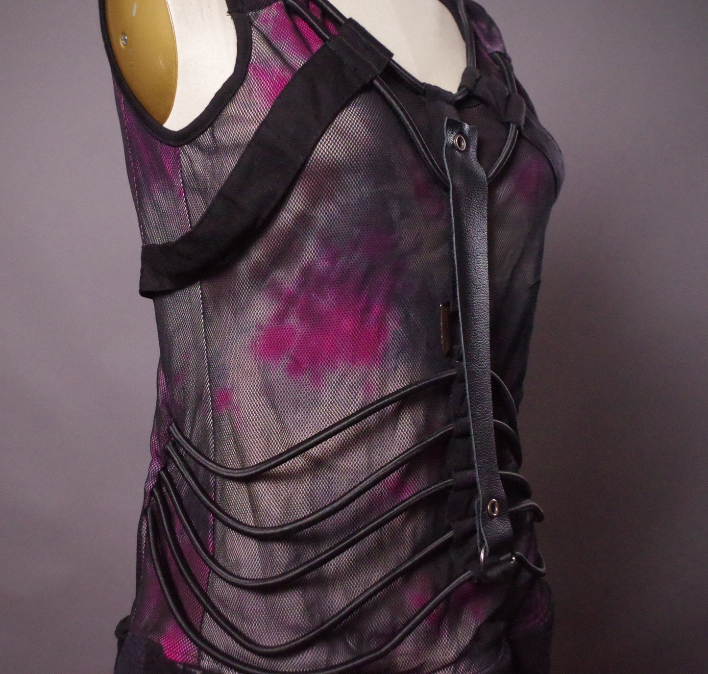 Cyberpunk leather dress, Rave leather mini dress, Alternative leather clothes, Cyberpunk festival dress
