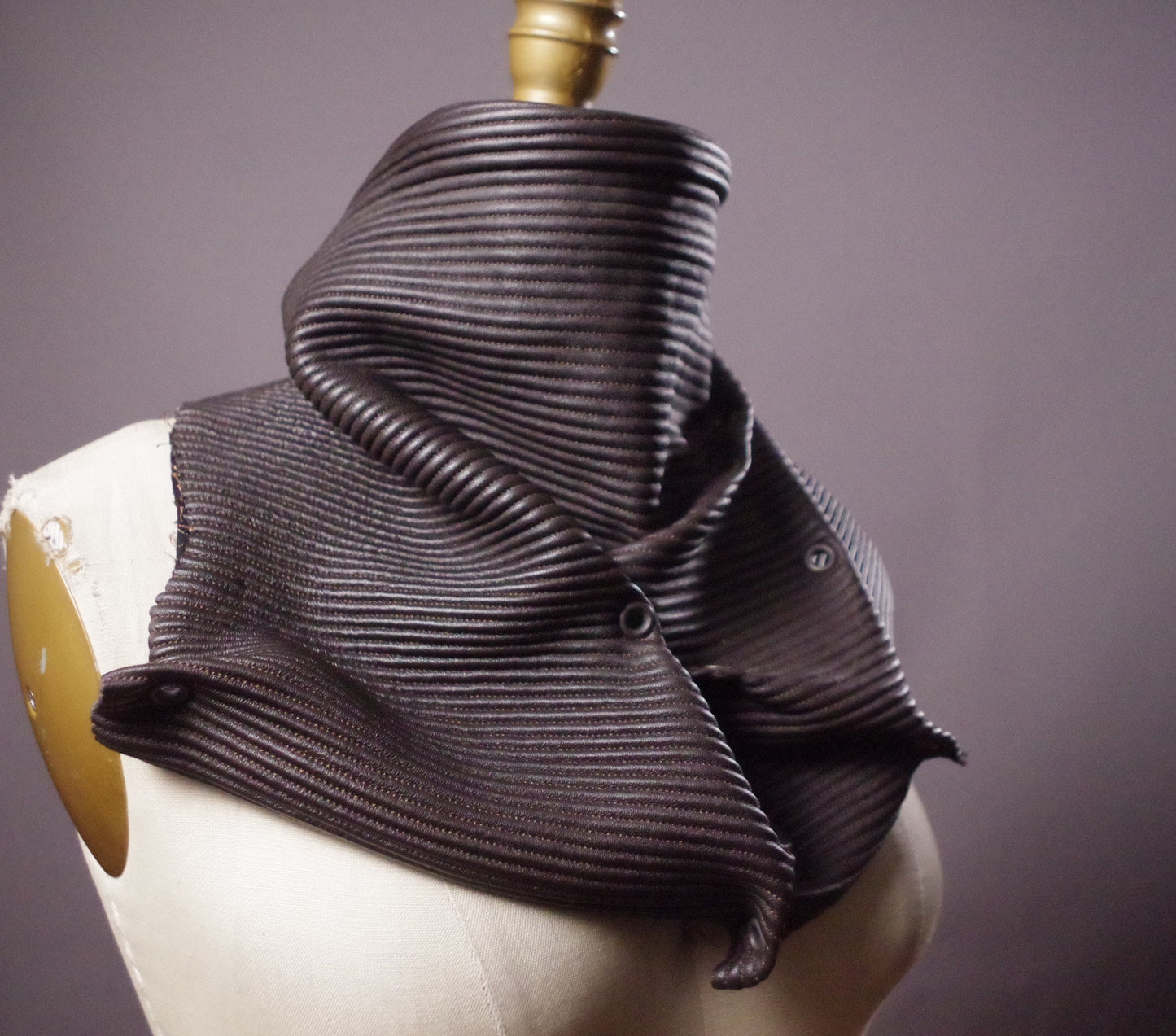 Genuine Leather Black Scarf, Twisted Leather scarf, Unisex leather scarves, upcycled leather scarf