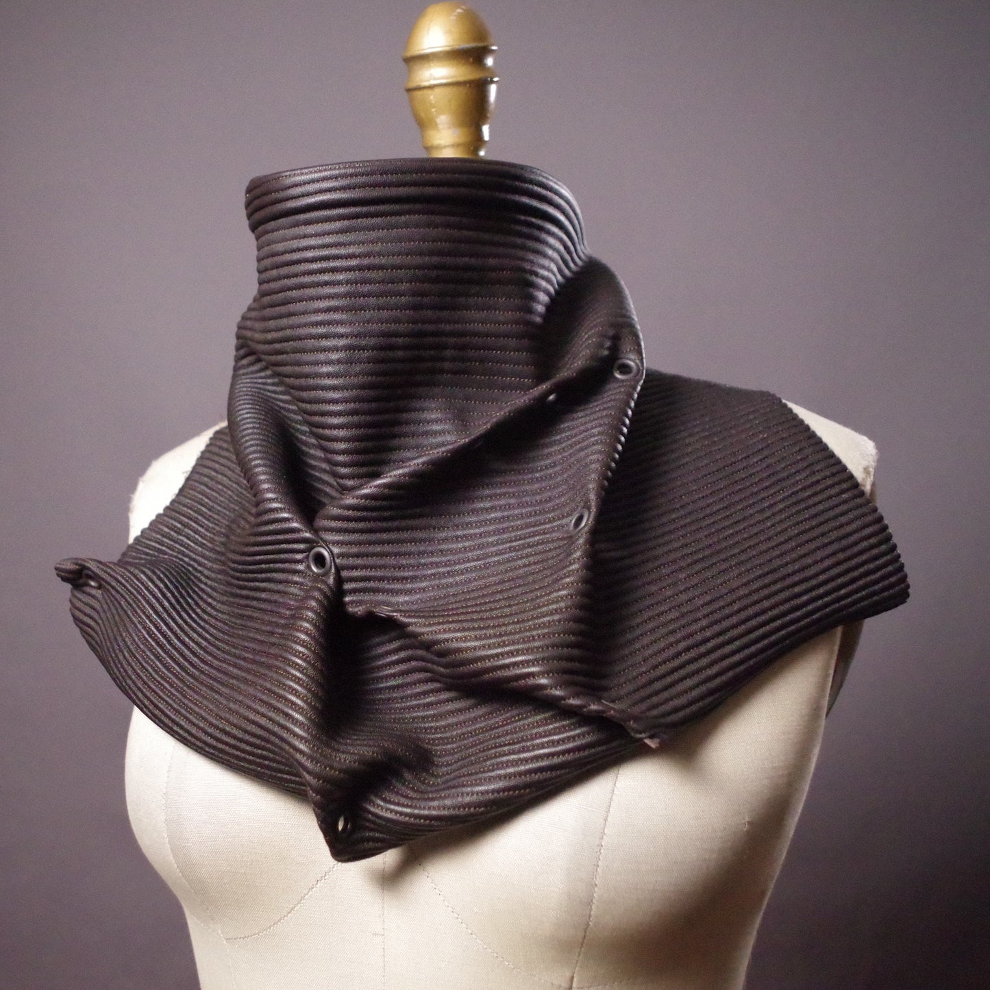 Genuine Leather Black Scarf, Twisted Leather scarf, Unisex leather scarves, upcycled leather scarf