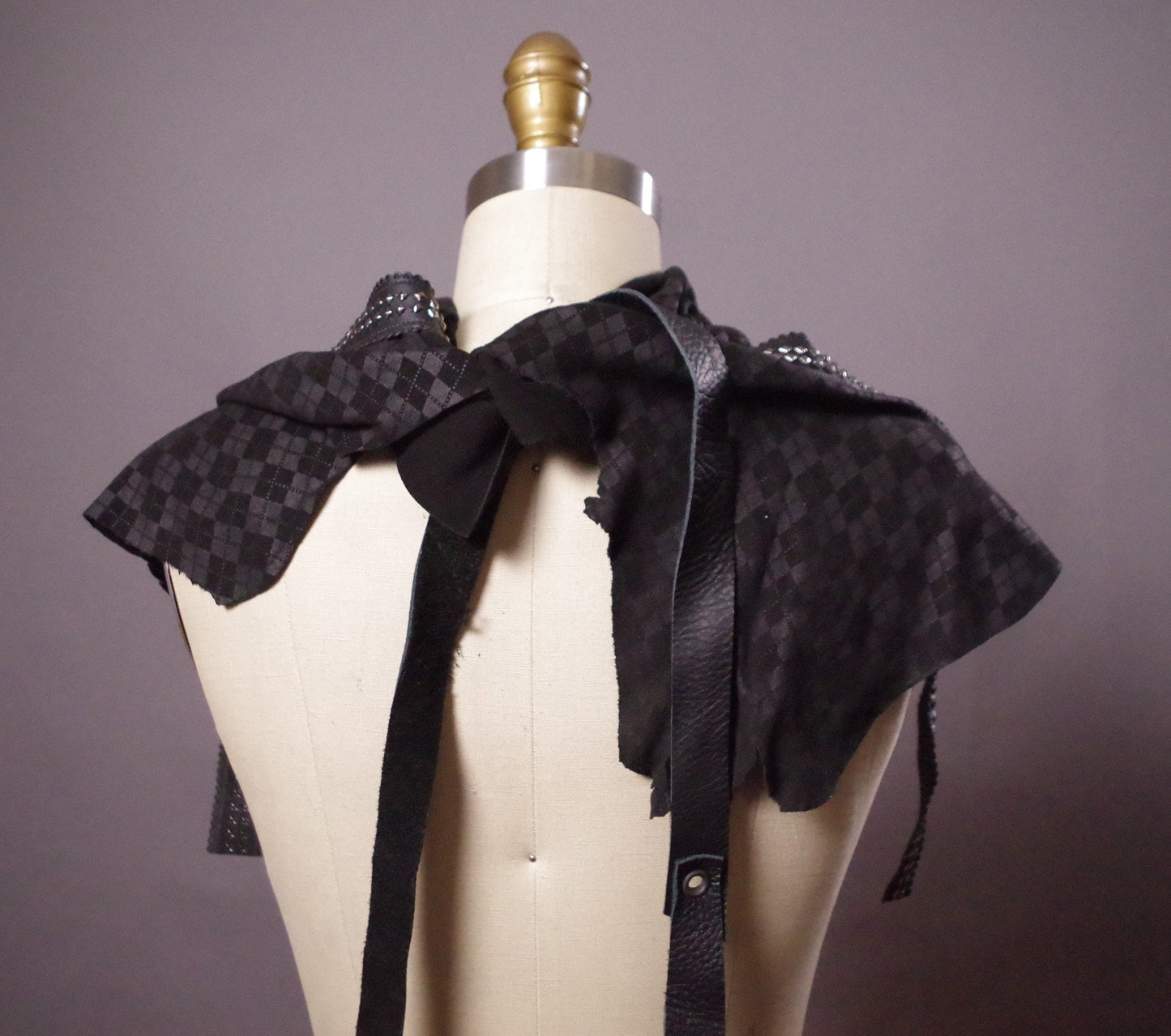 Genuine Leather Scarf, Studded Leather Scarf, Leather Scarf Belt