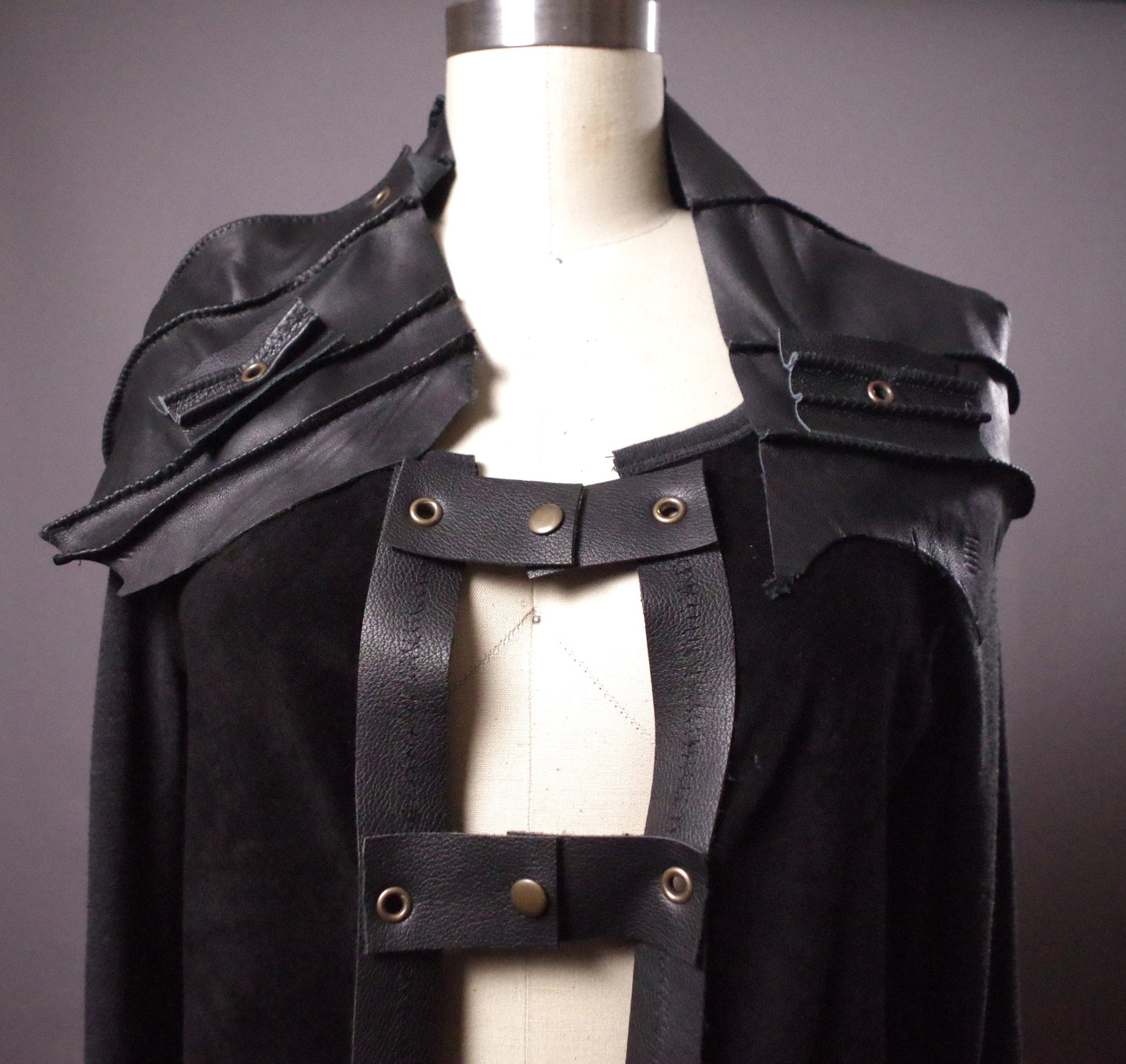 OOAK Leather Cardigan Jacket, Unique Leather Cardigan, Goth Up-cycled Jacket, Goth Clothes