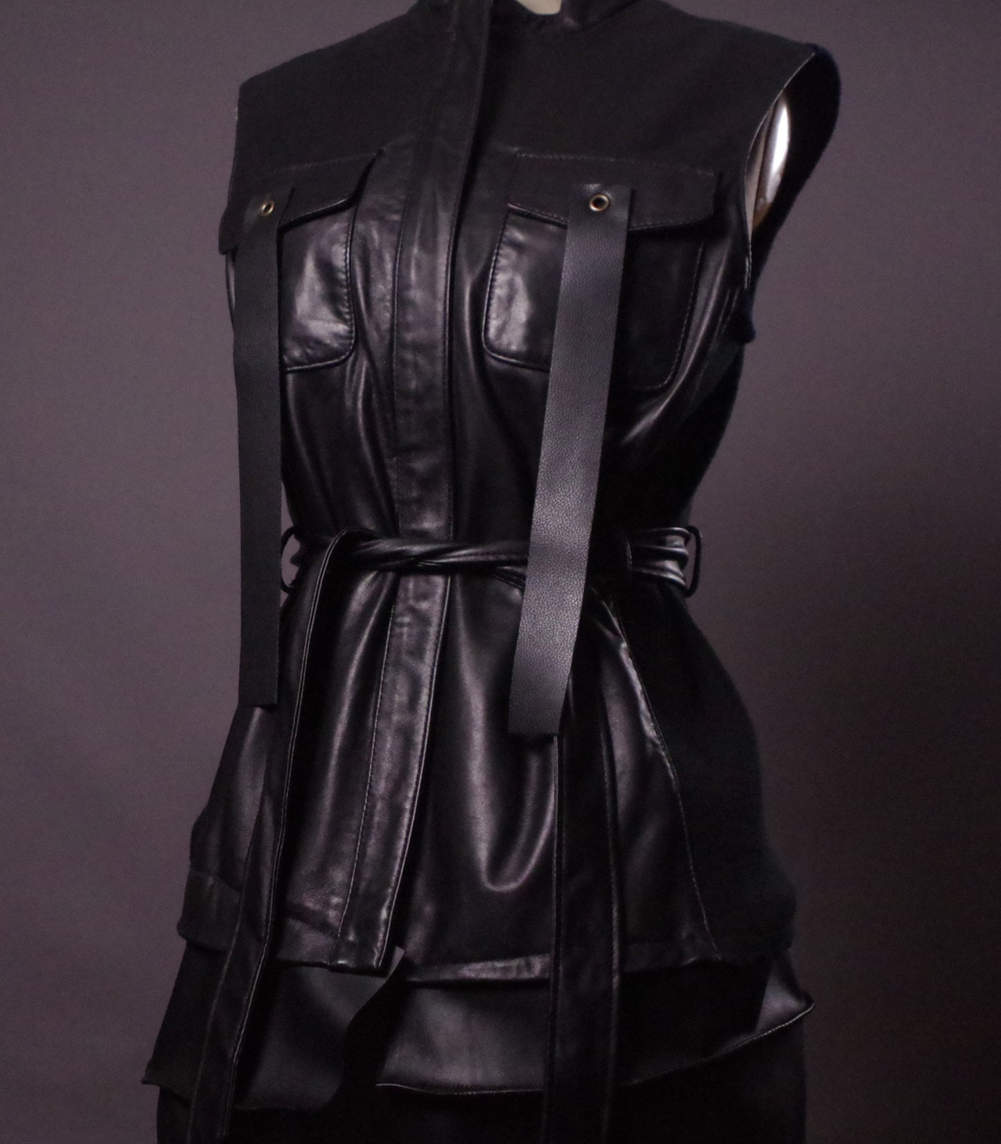 Genuine Leather Vest Jacket, Black Leather Jacket Vest, Women Leather Long vest, Goth Clothes, Edgy wear