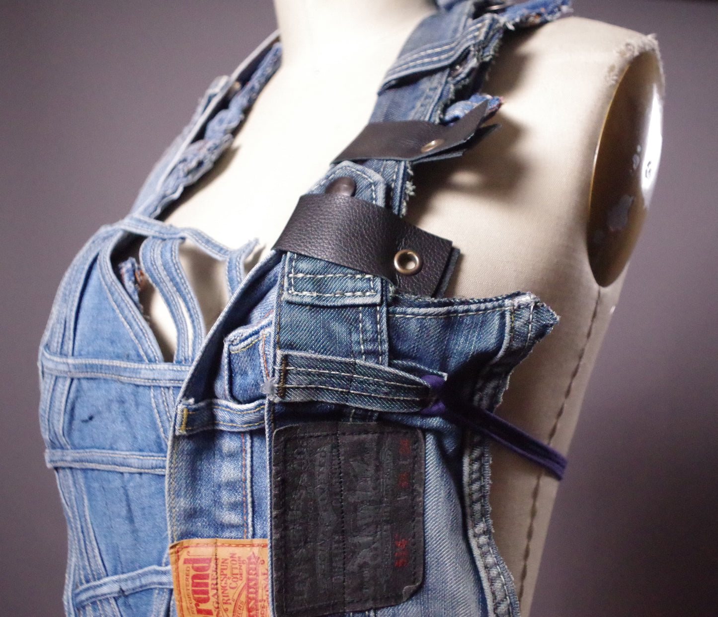 Jean Halter Top, Unique Denim Top, Jean Denim Upcycled Top, Street wear
