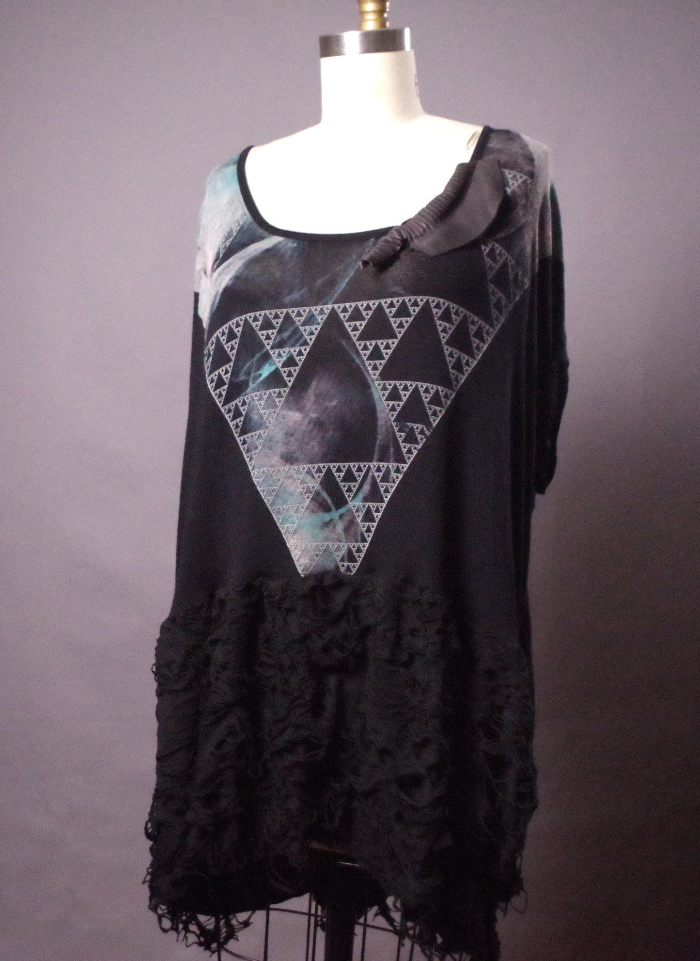 L Withcy Ripped tunic dress, Moon Print ripped tunic, Goth clothes