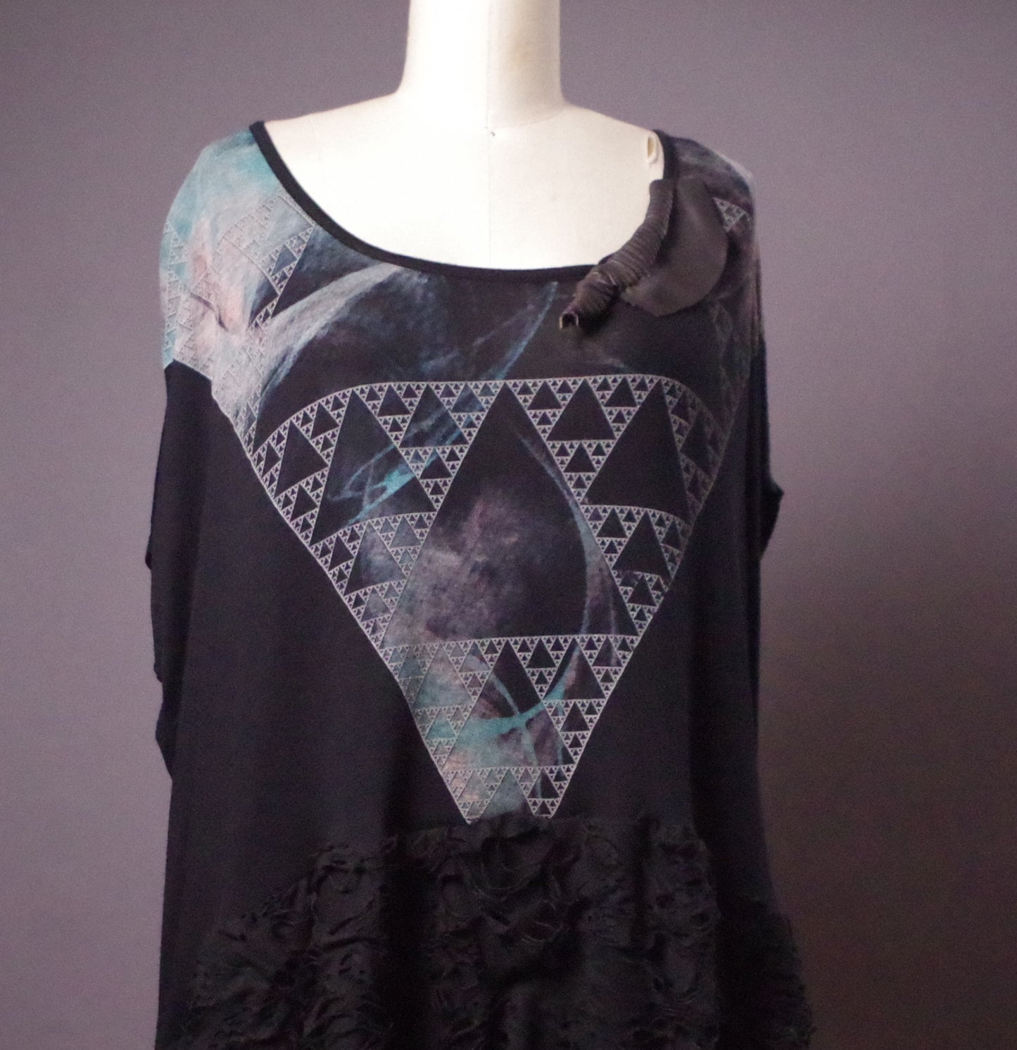 L Withcy Ripped tunic dress, Moon Print ripped tunic, Goth clothes