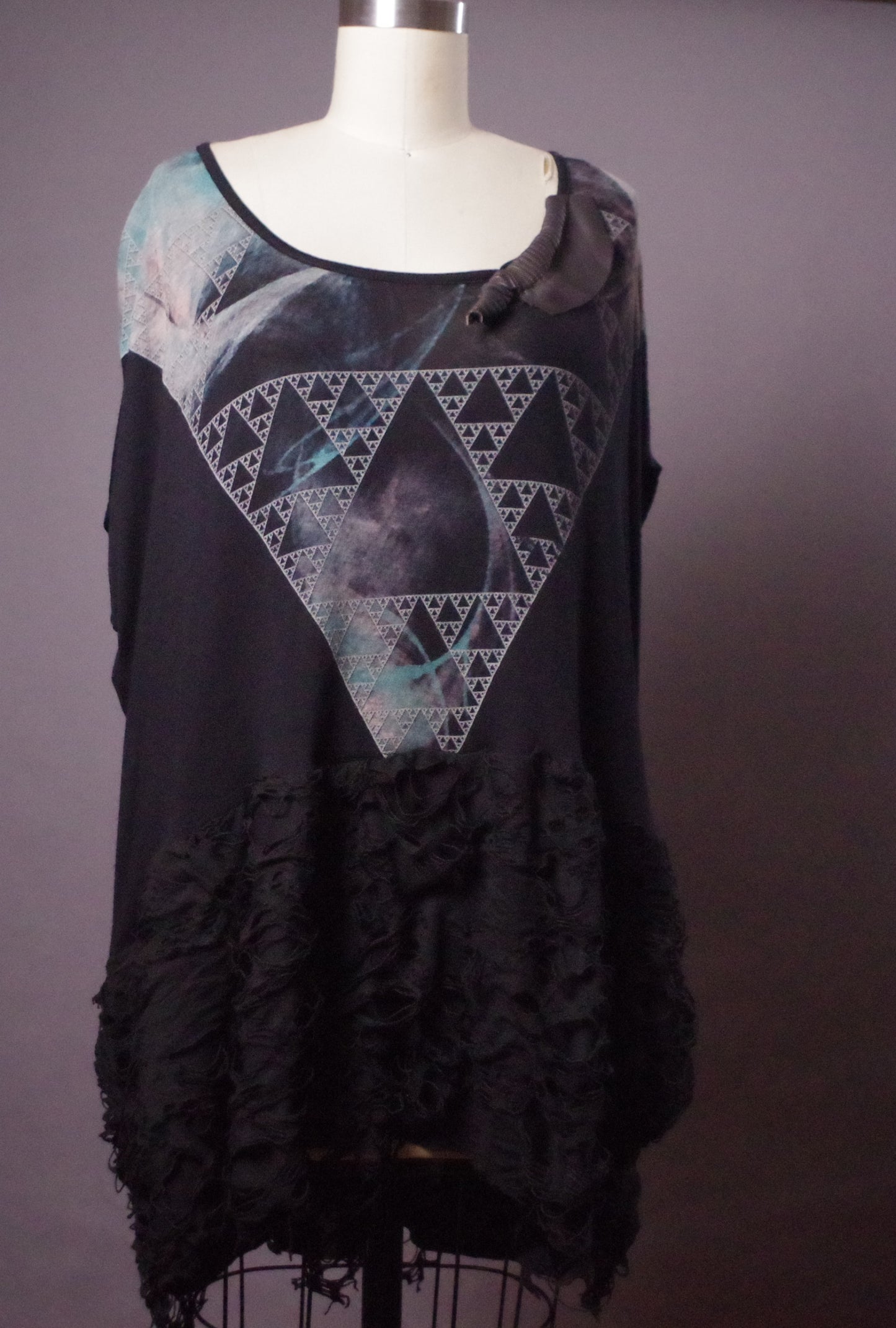 L Withcy Ripped tunic dress, Moon Print ripped tunic, Goth clothes