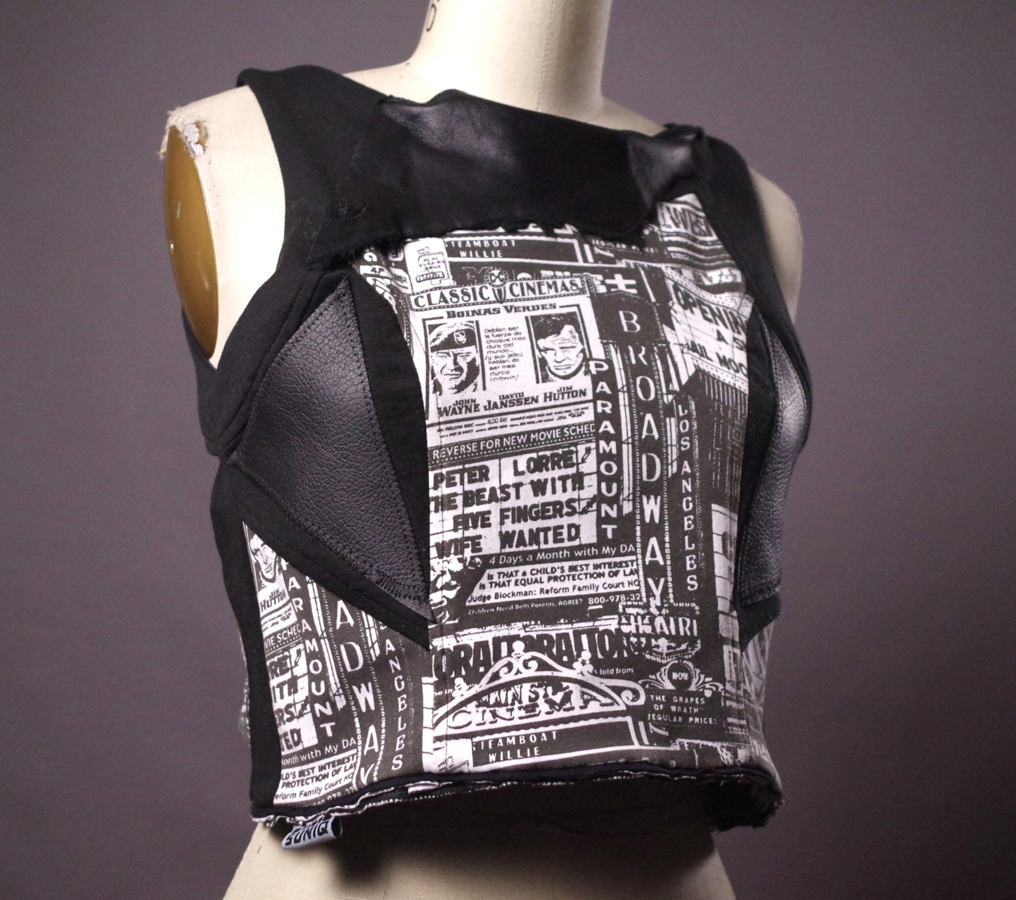 Unique Newspaper corset top, Backless top, Newspaper print crop top, Street Clothing