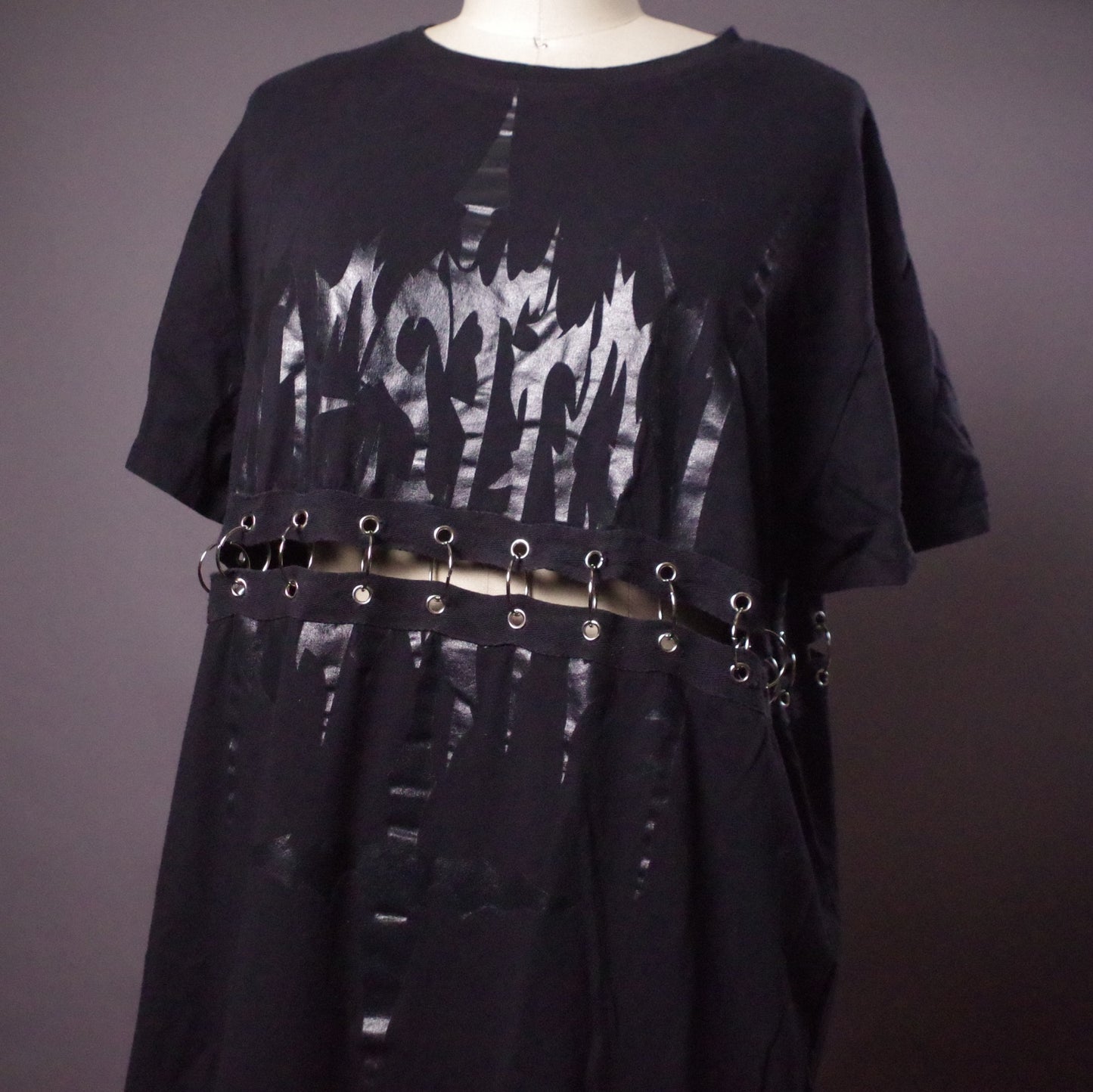 Pierced Goth Tshirt Dress, Long black tee dress, Alternative Clothes, Goth clothes