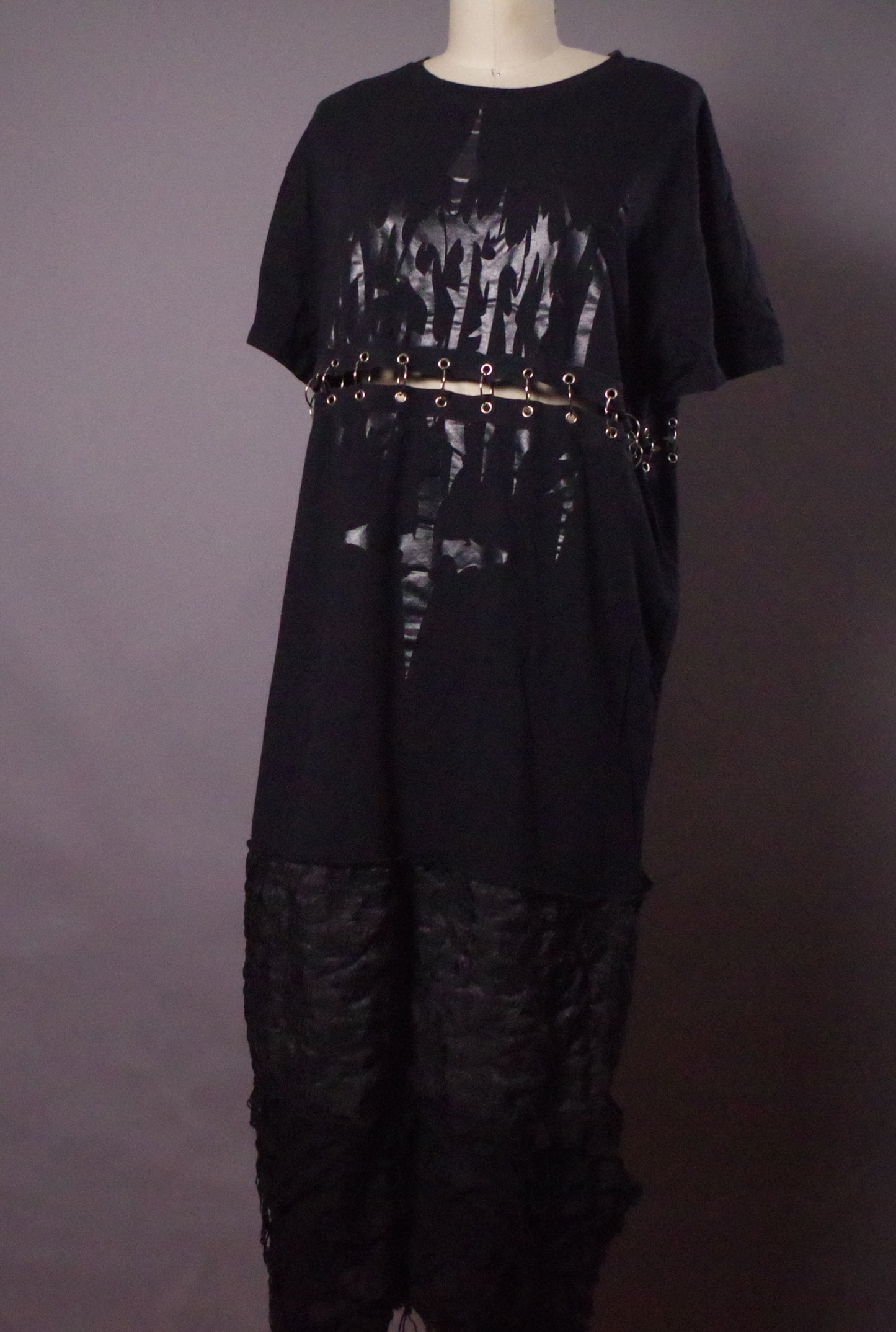 Pierced Goth Tshirt Dress, Long black tee dress, Alternative Clothes, Goth clothes