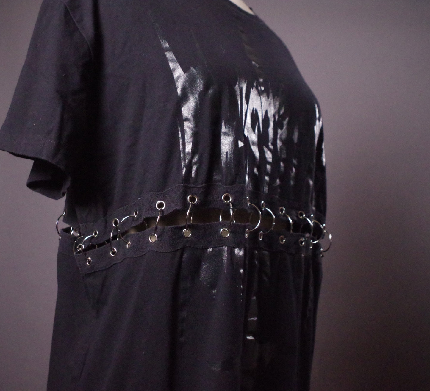 Pierced Goth Tshirt Dress, Long black tee dress, Alternative Clothes, Goth clothes