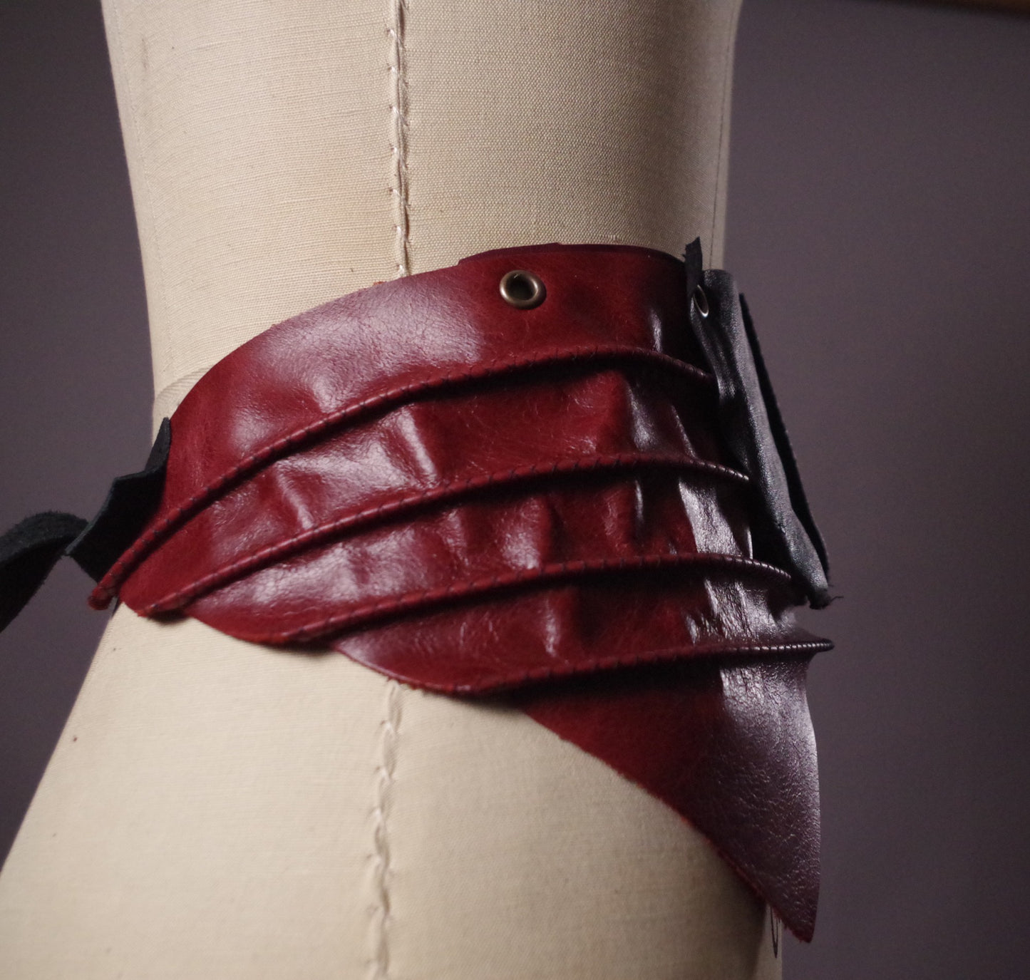 Genuine Leather Obi Burgundy Belt, Burgundy Leather Obi Belt, Women's Wrap Belt, Fashion Accessories
