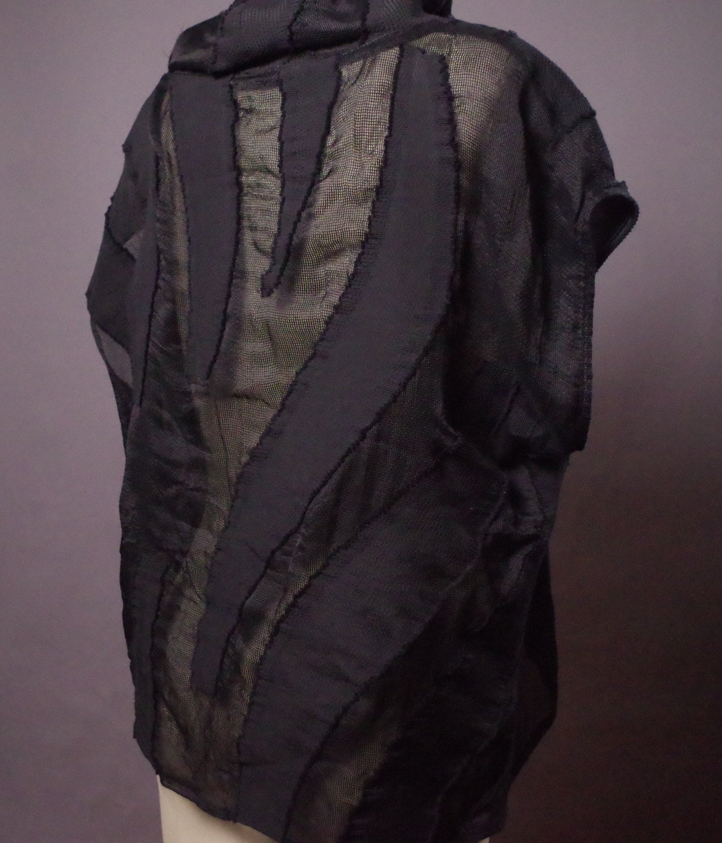 Black sheer top, See through black top, Cotton black top, Goth clothes