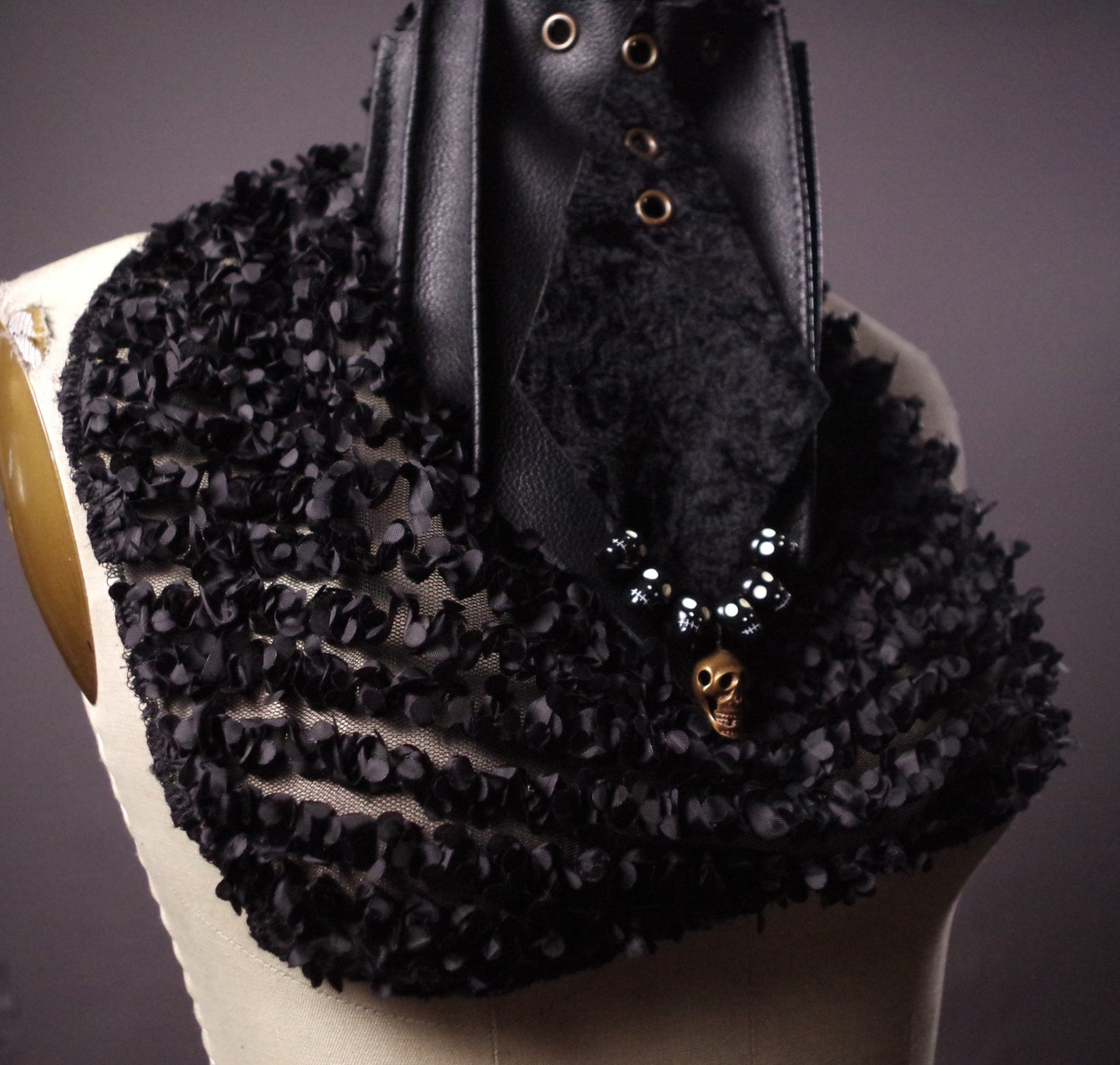 Skull Genuine Leather Scarf, Skull scarf, Goth Accessories