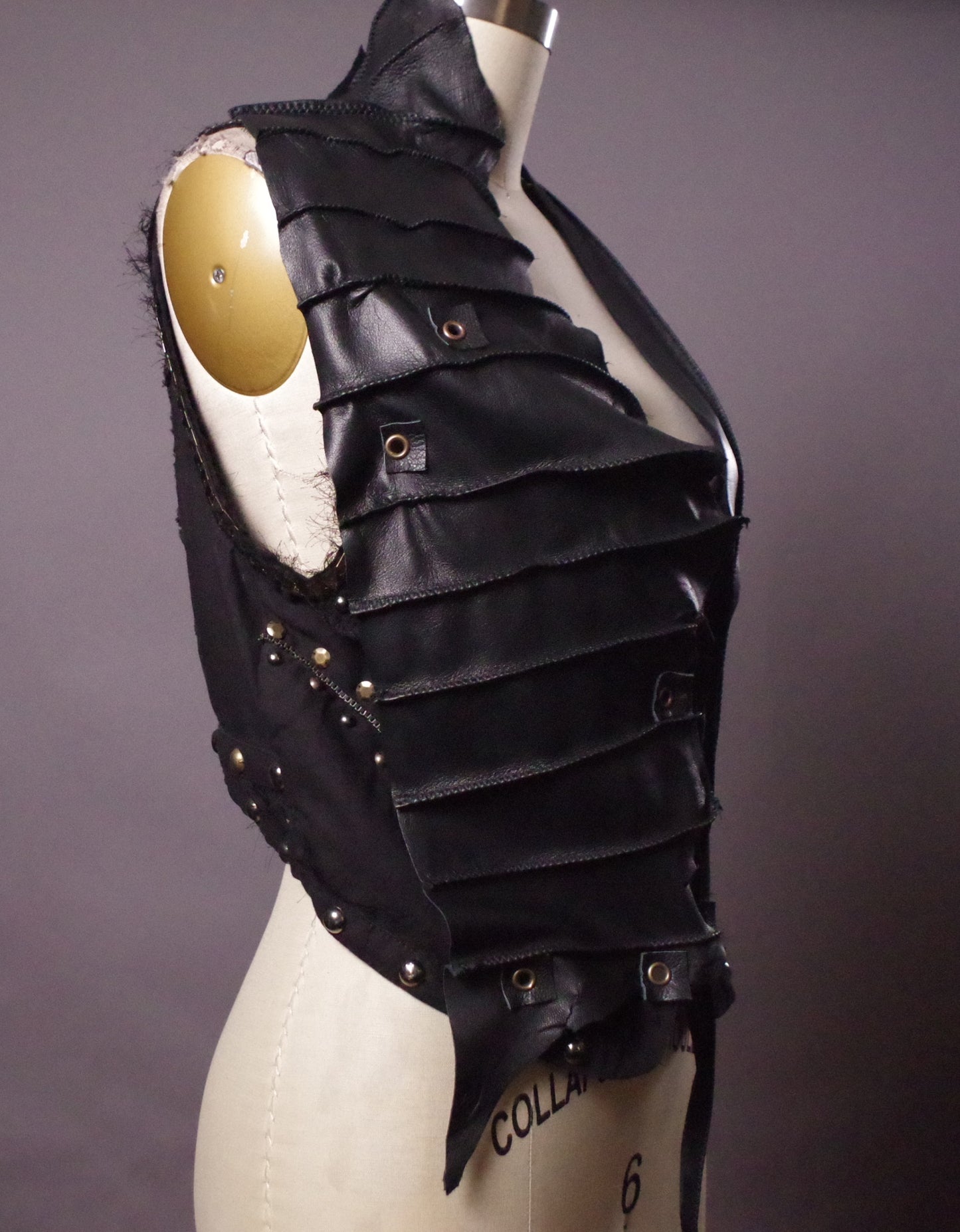 Studded leather vest, Goth grunge leather vest, Goth clothes, Studded