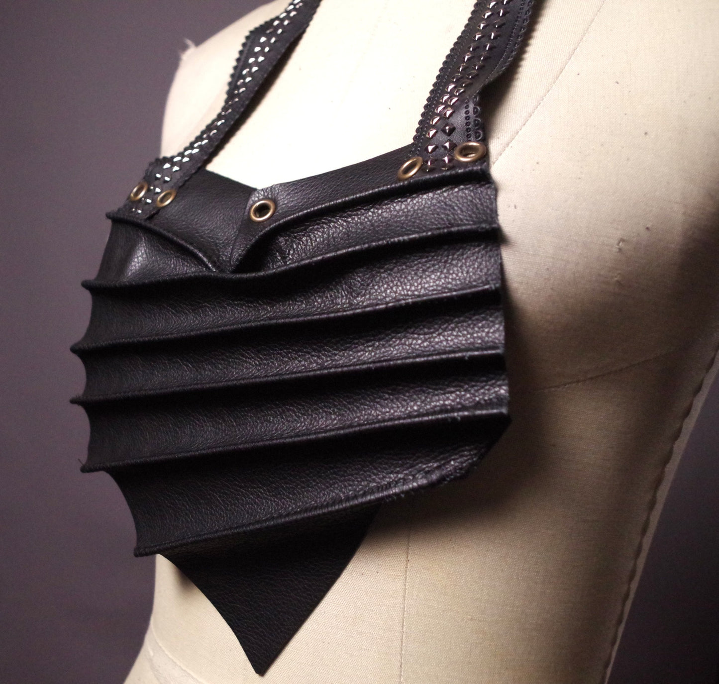 Twisted Leather statement necklace, Leather Bib Necklace, Leather Big Statement, Goth